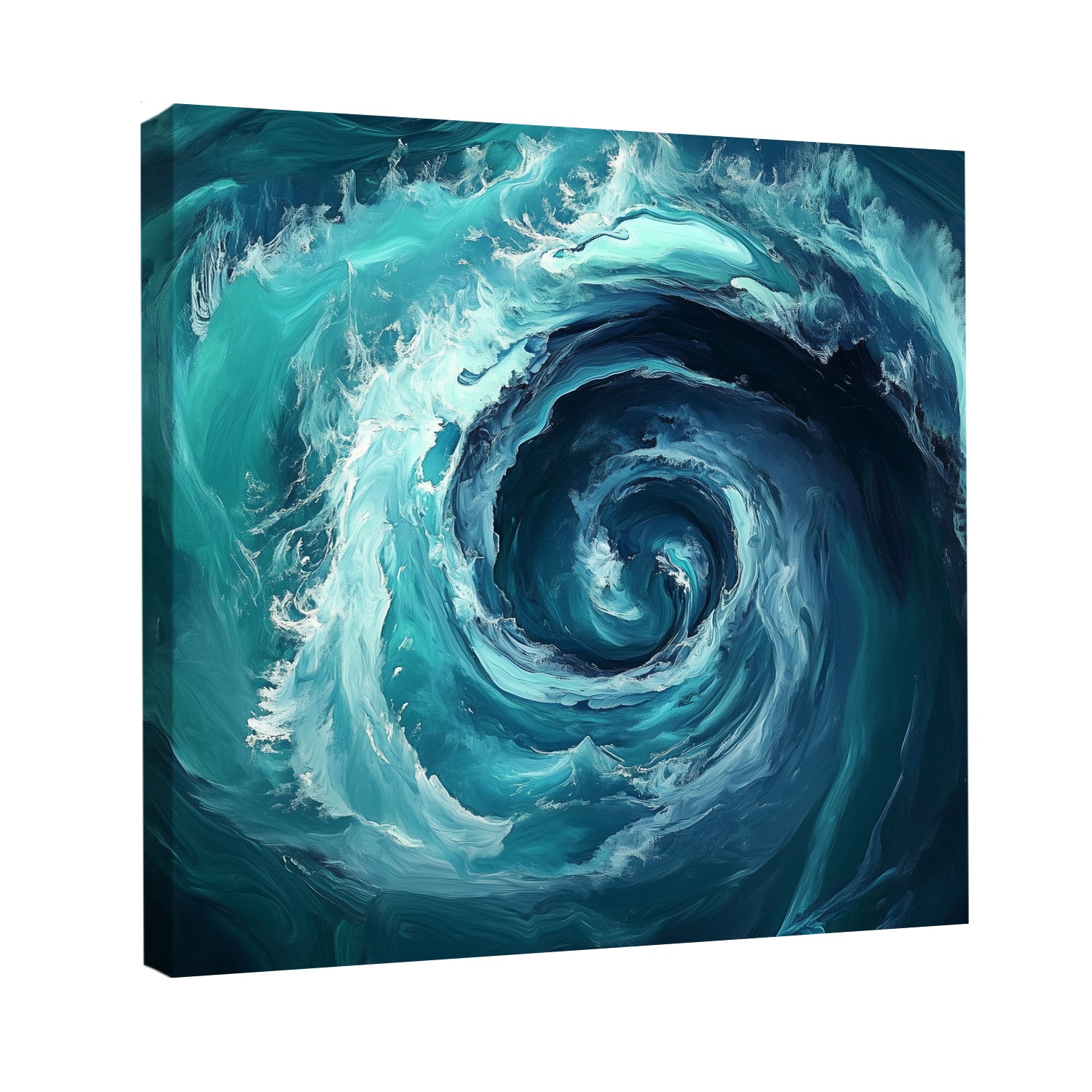 Deep Ocean Swirl Canvas Print in Emerald and Indigo Tones