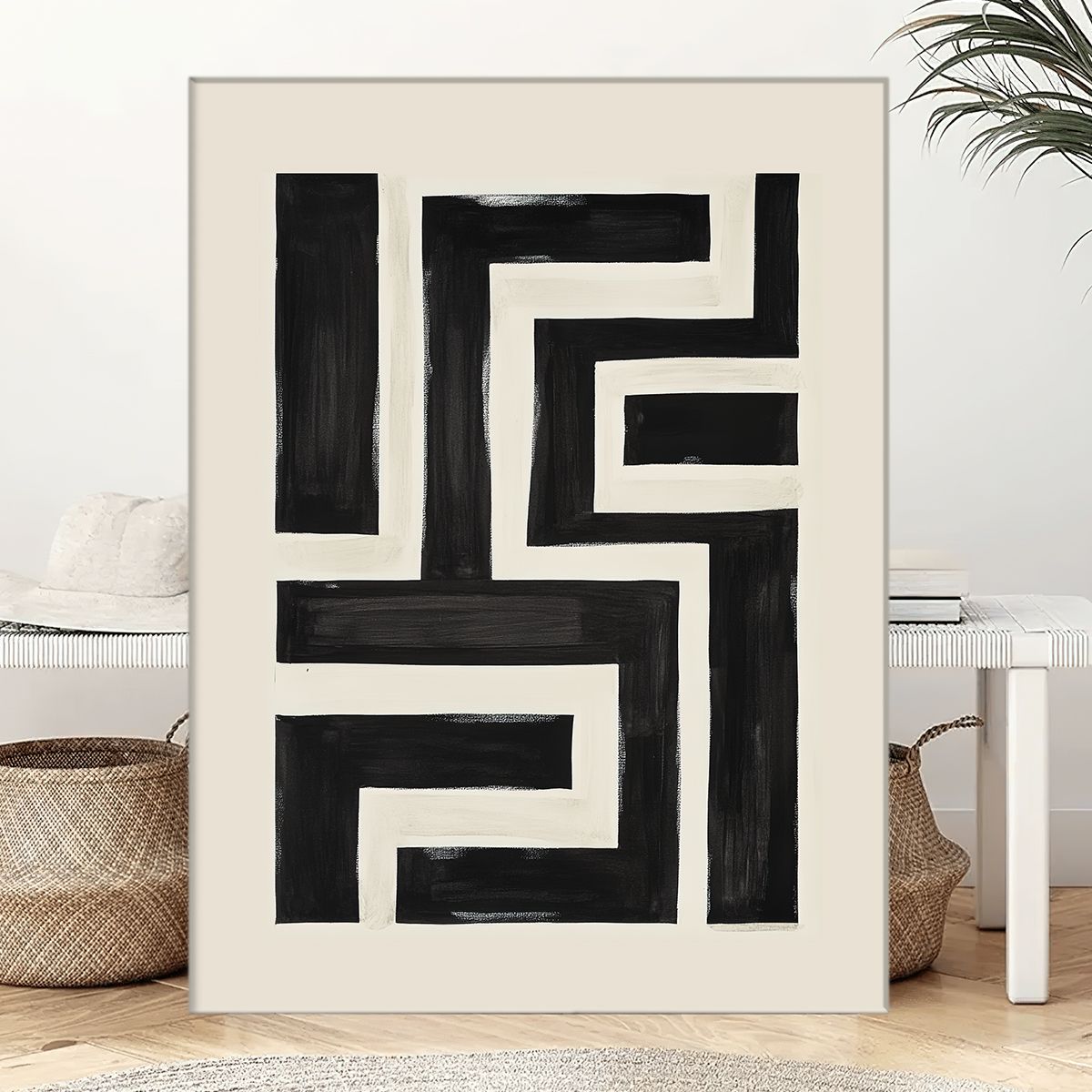Modern Maze Abstract Canvas Print for Living Room