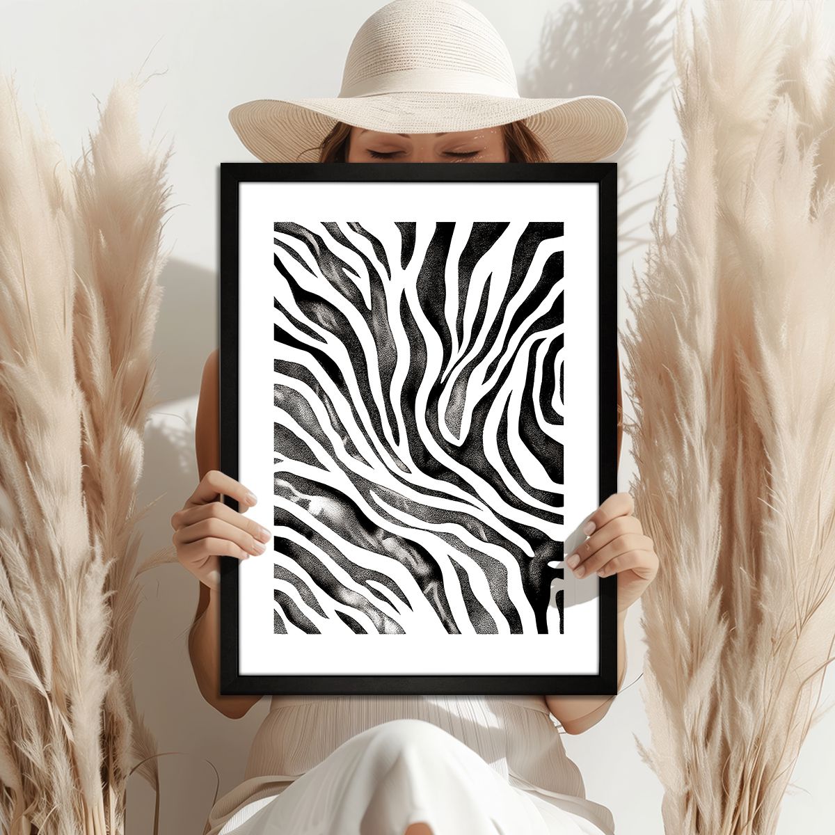 Monochrome Stripes Abstract Canvas Print for Living Room