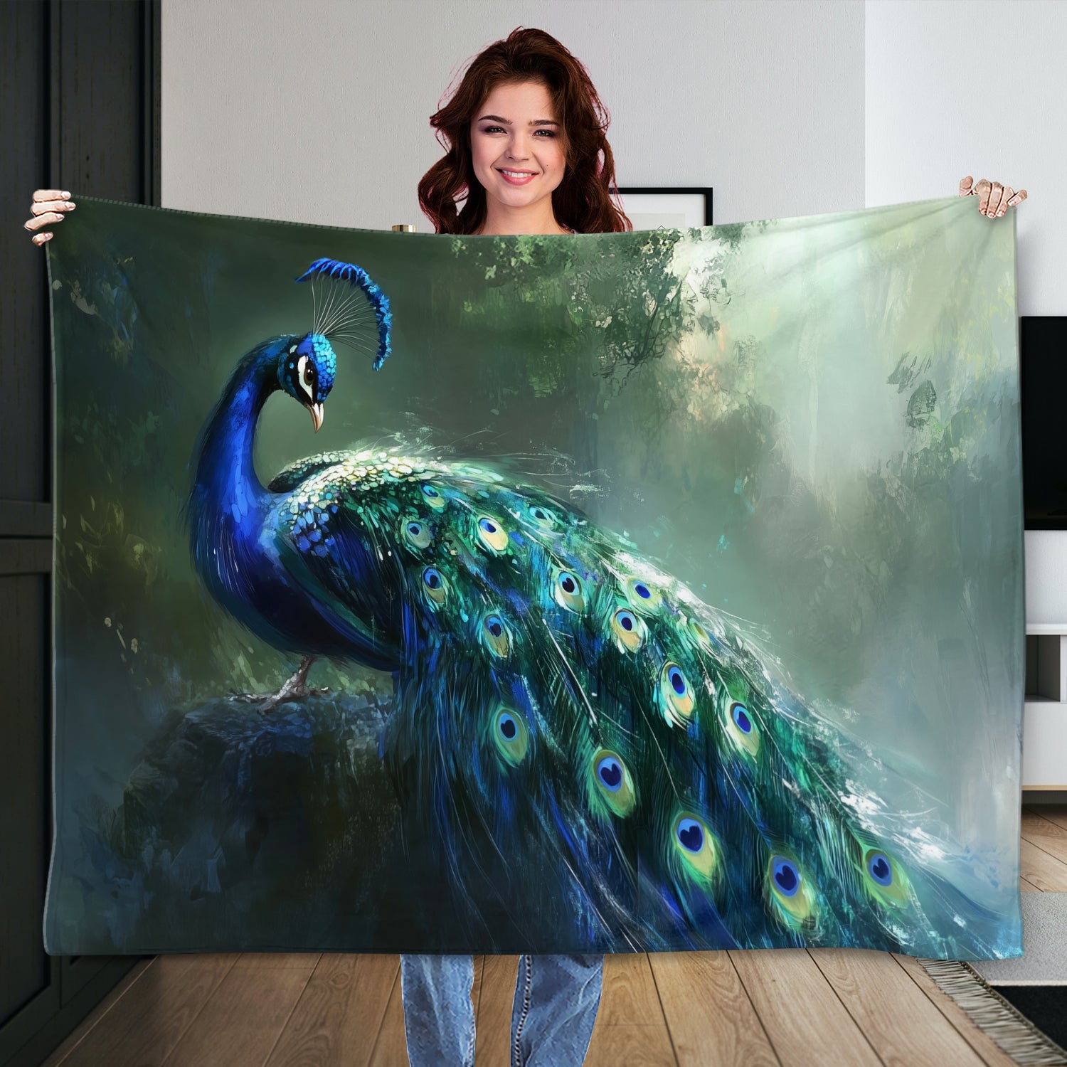 Peacock Feather Canvas Print in Elegant Jewel-Tone Finish