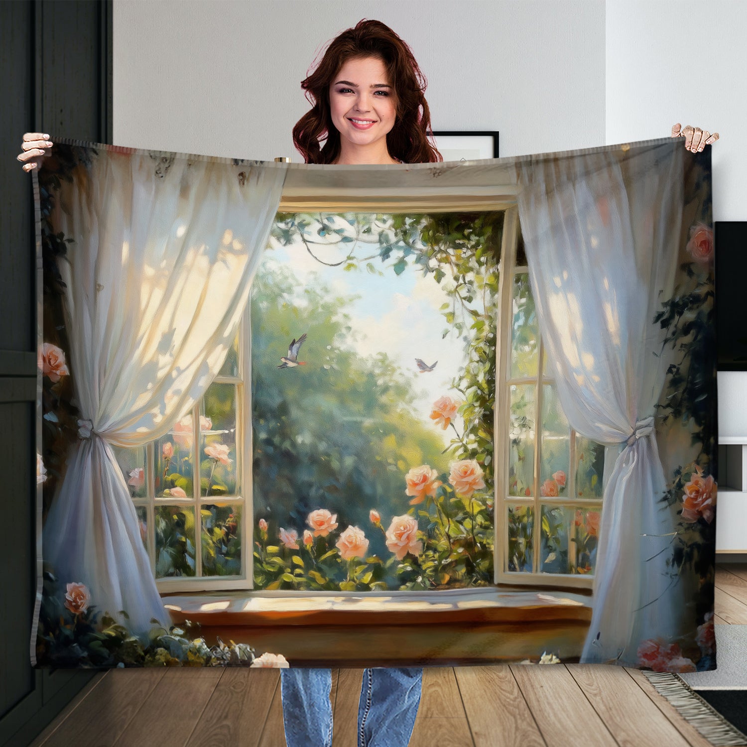 Mediterranean Window View - Oil Style Canvas Wall Print
