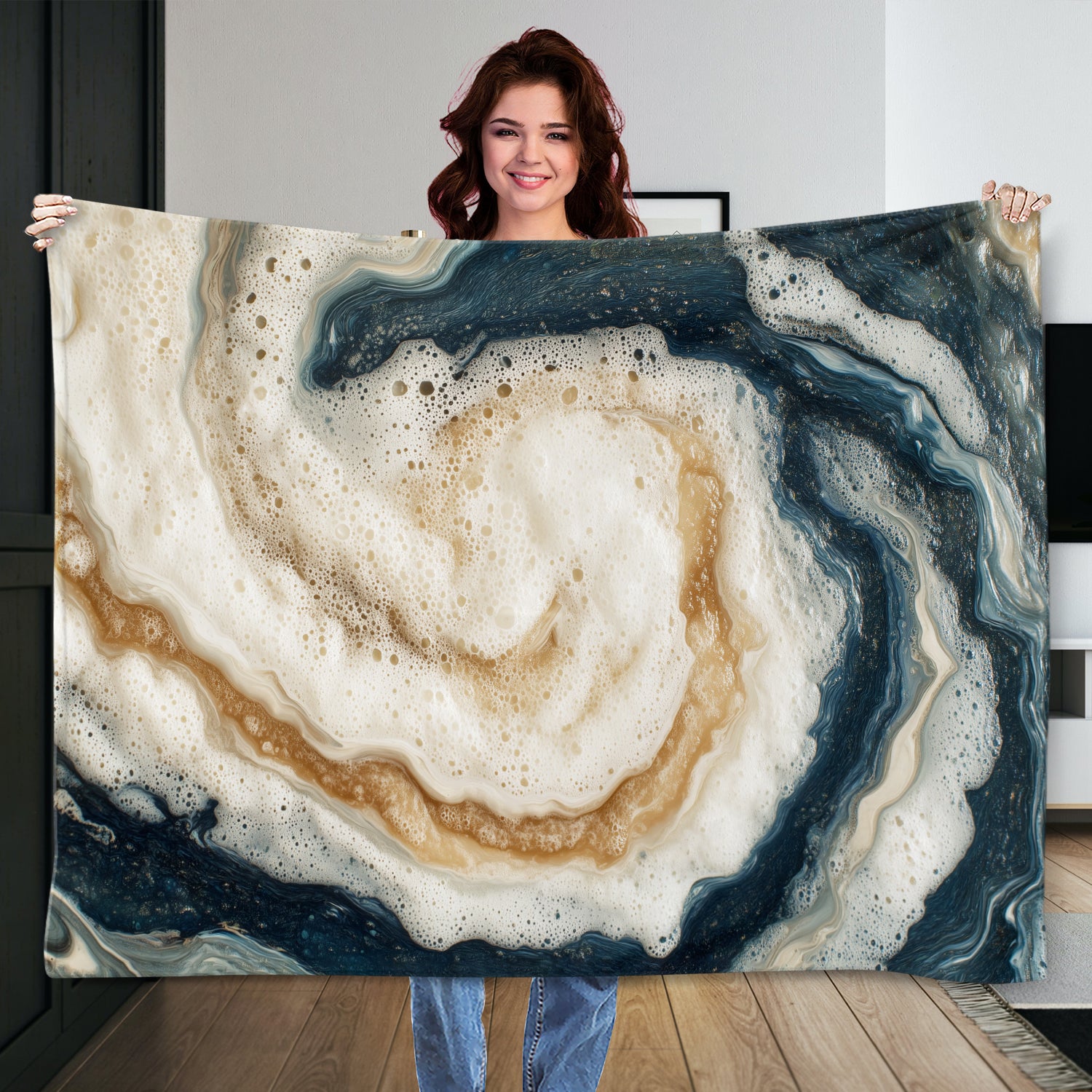 Abstract Seafoam Swirl Acrylic Canvas Wall Art Print
