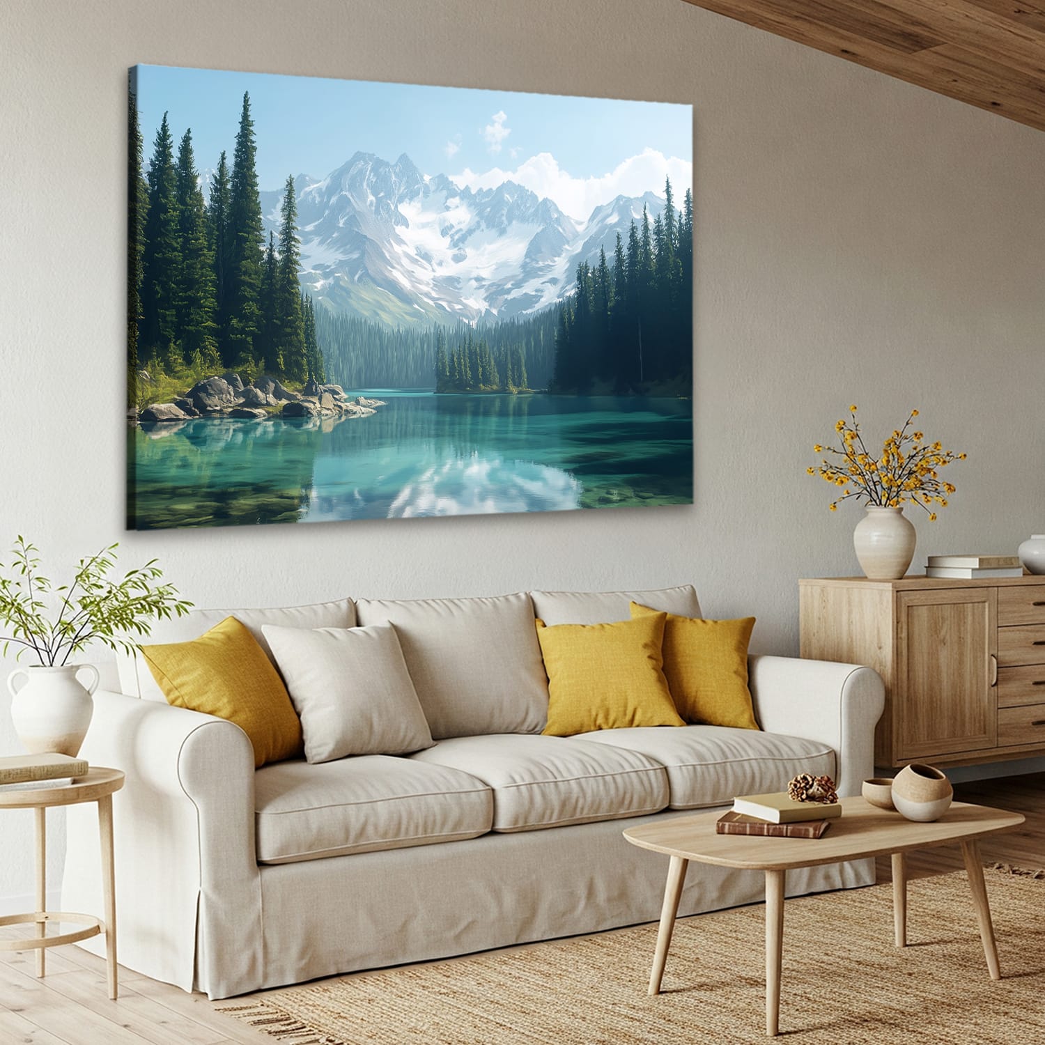 Snowy Mountain Wall Art Lake Nature Artwork