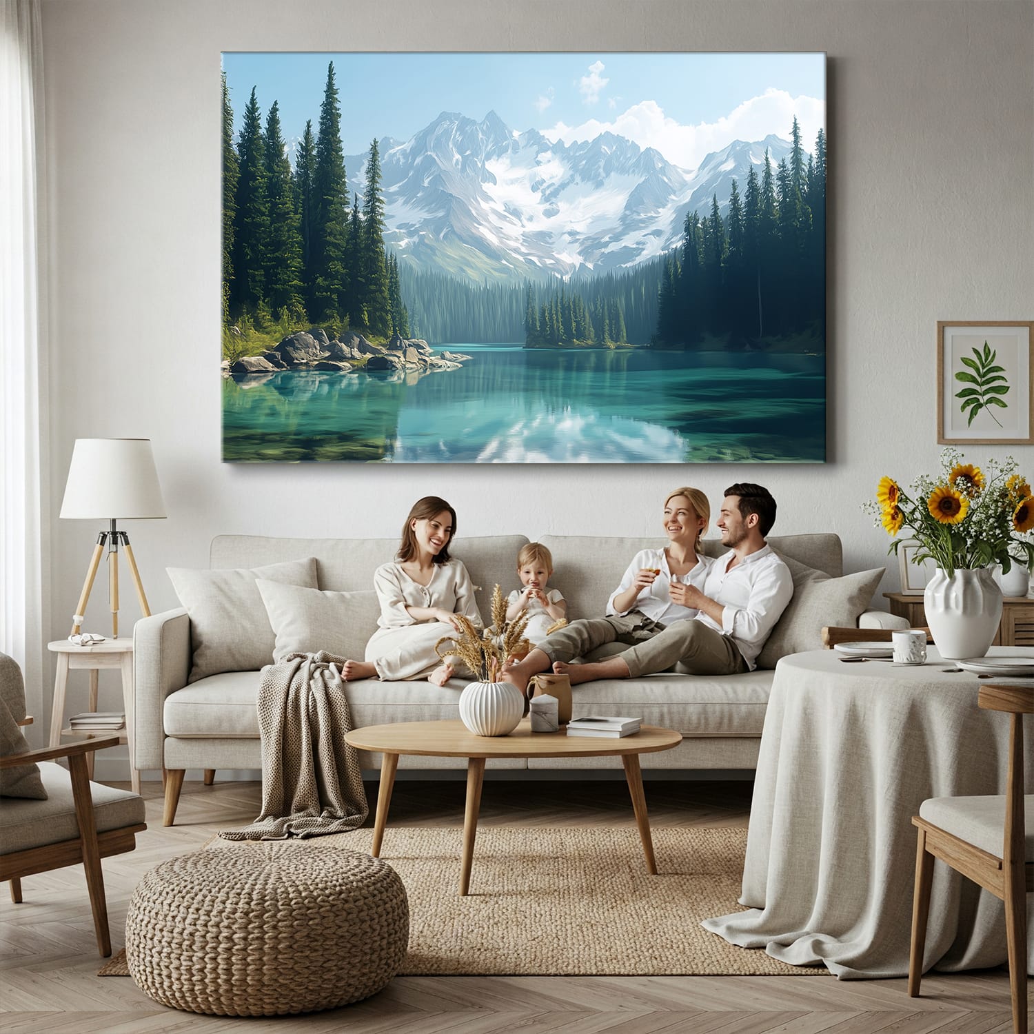 Snowy Mountain Wall Art Lake Nature Artwork