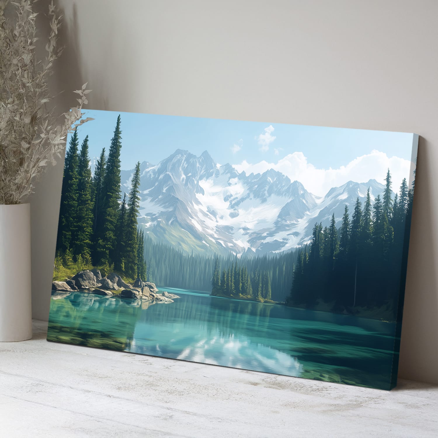 Snowy Mountain Wall Art Lake Nature Artwork