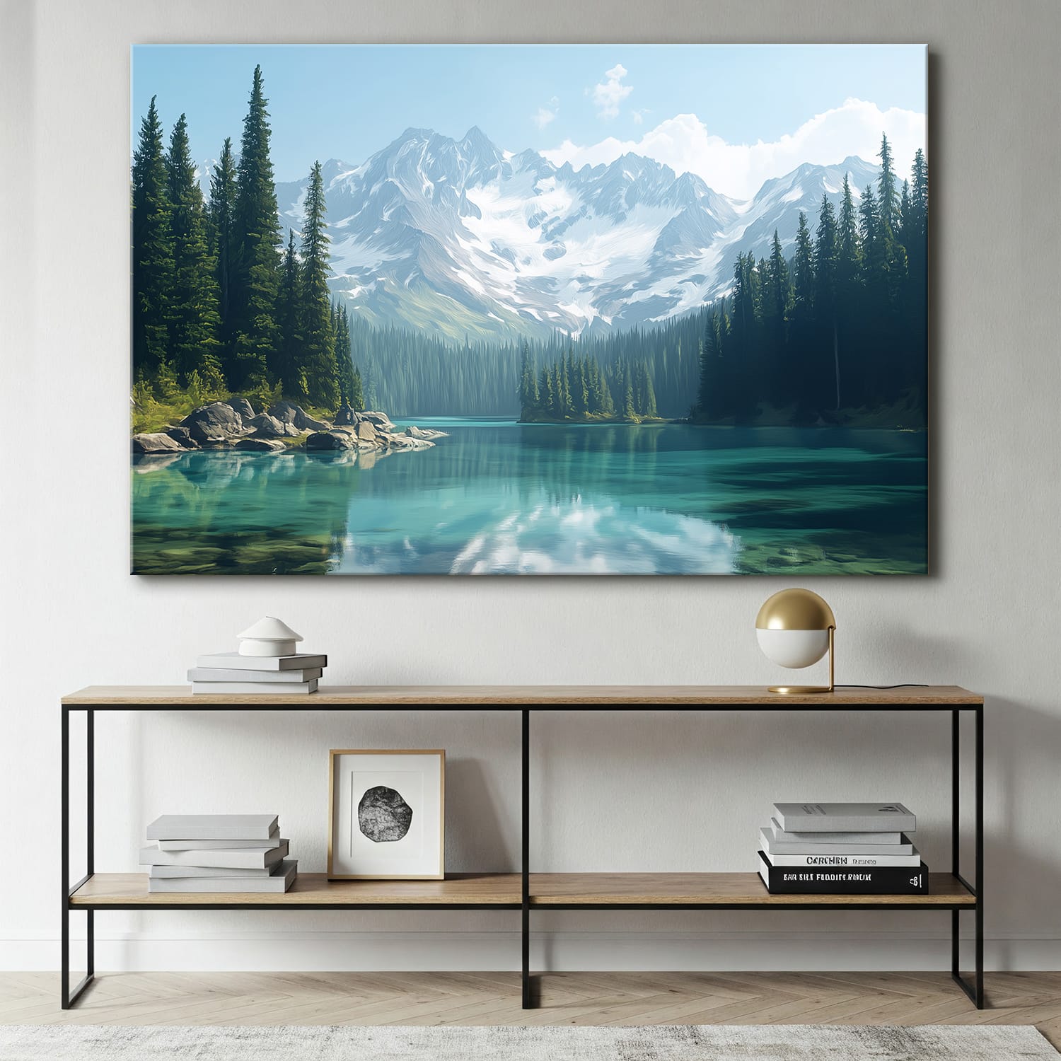 Snowy Mountain Wall Art Lake Nature Artwork