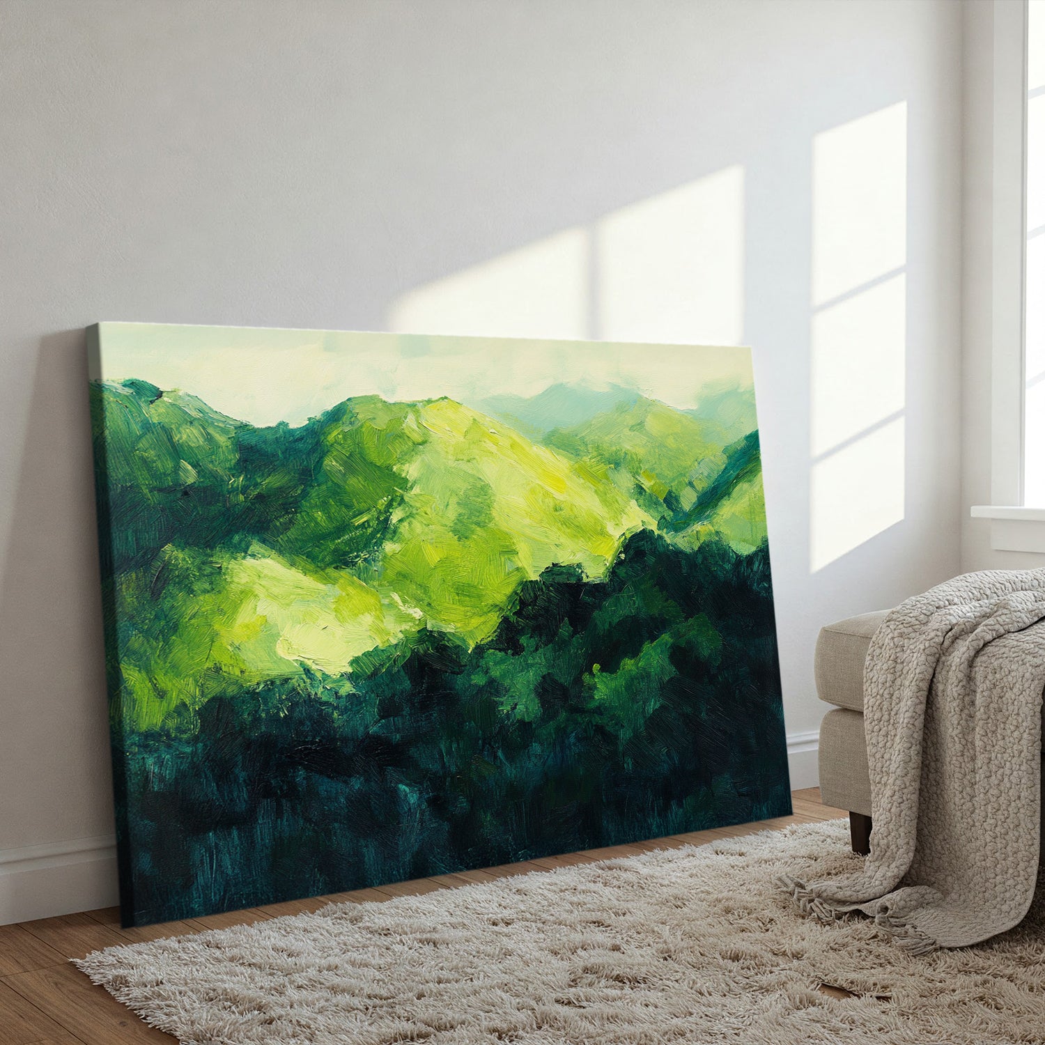 Abstract Green Landscape Mountain Wall Art
