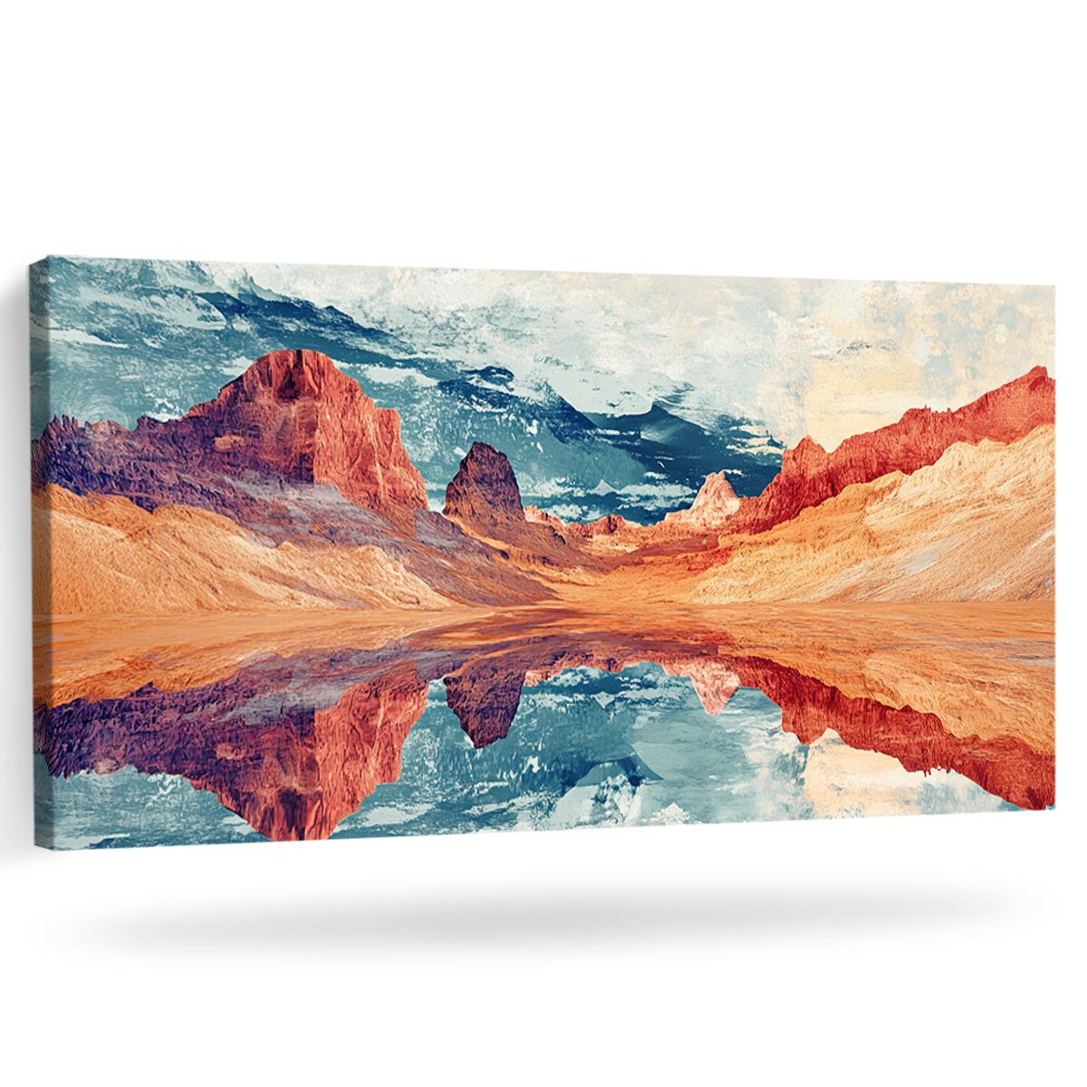 Serene Reflections Landscape Abstract Canvas Wall Art for Living Room