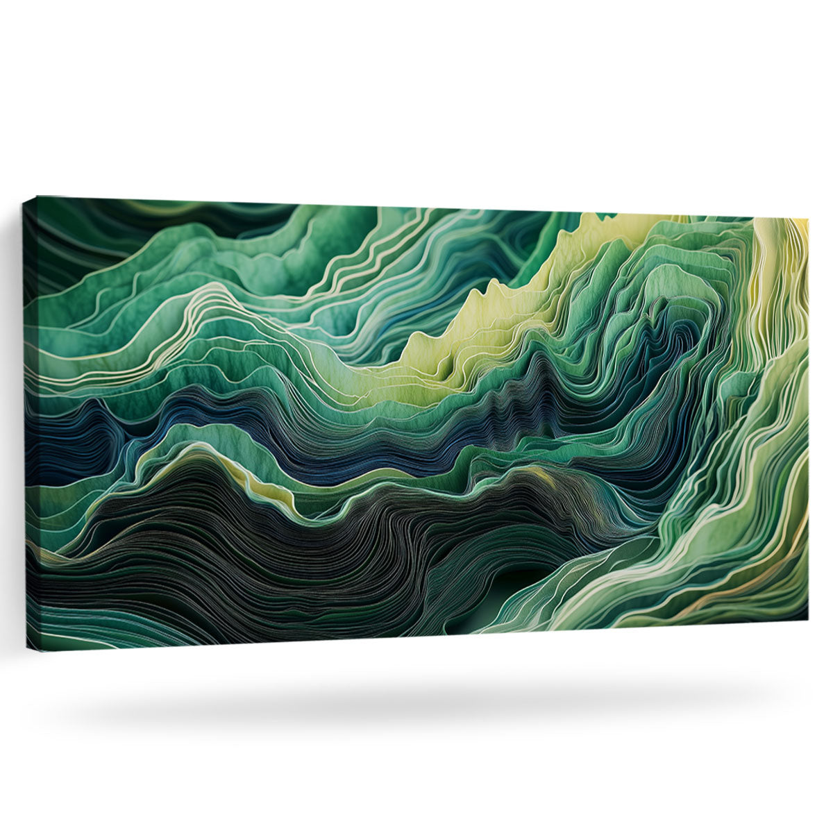 Emerald Tides Contemporary Abstract Canvas Wall Art for Living Room