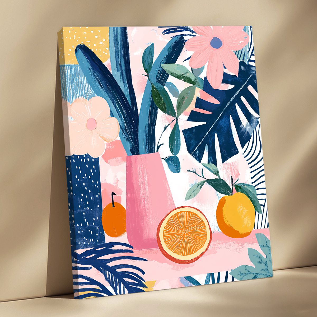 Vibrant Tropics Abstract Floral Canvas Print for Living Room