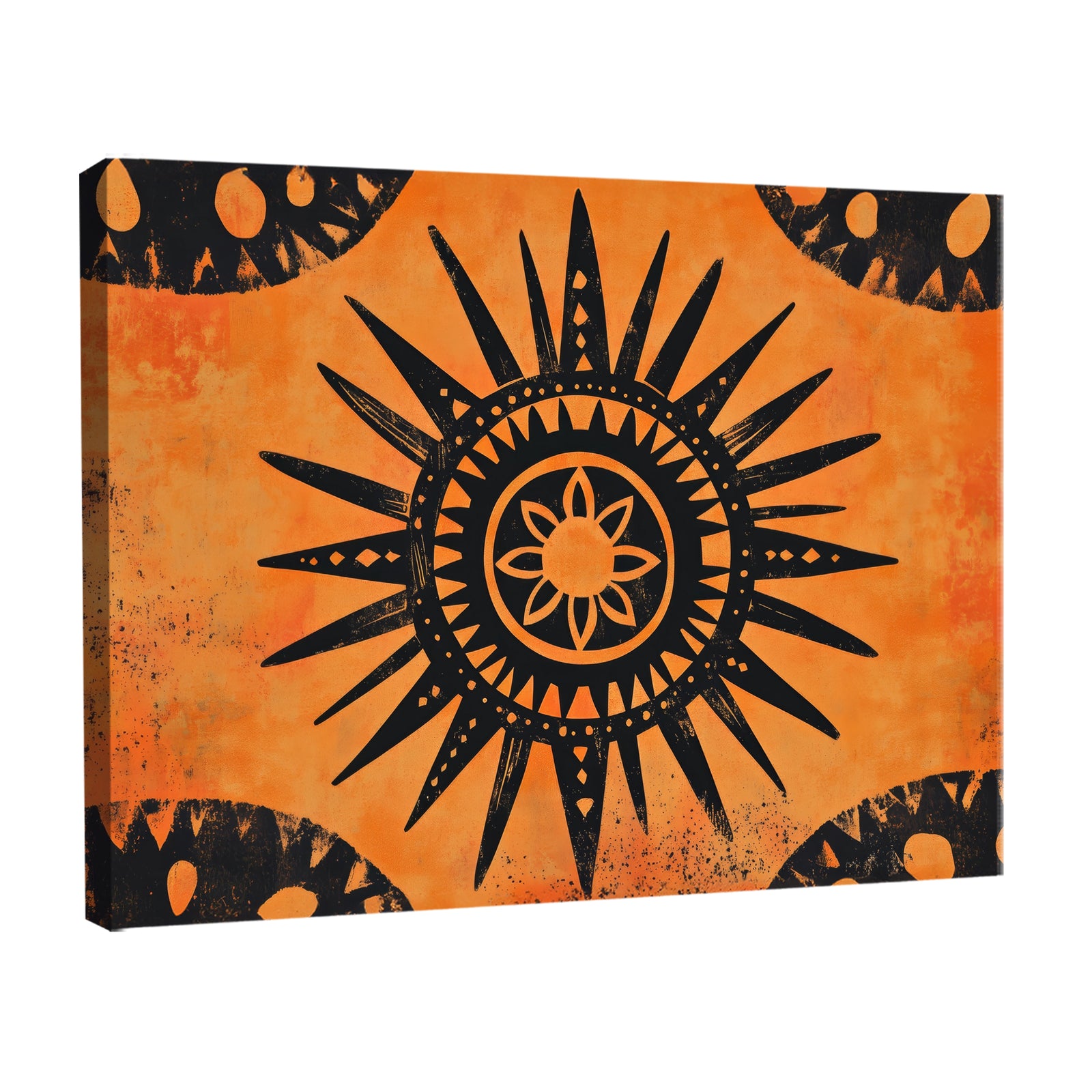 Tribal Sun Rustic Boho Wall Art Print – Terracotta Concentric Design
