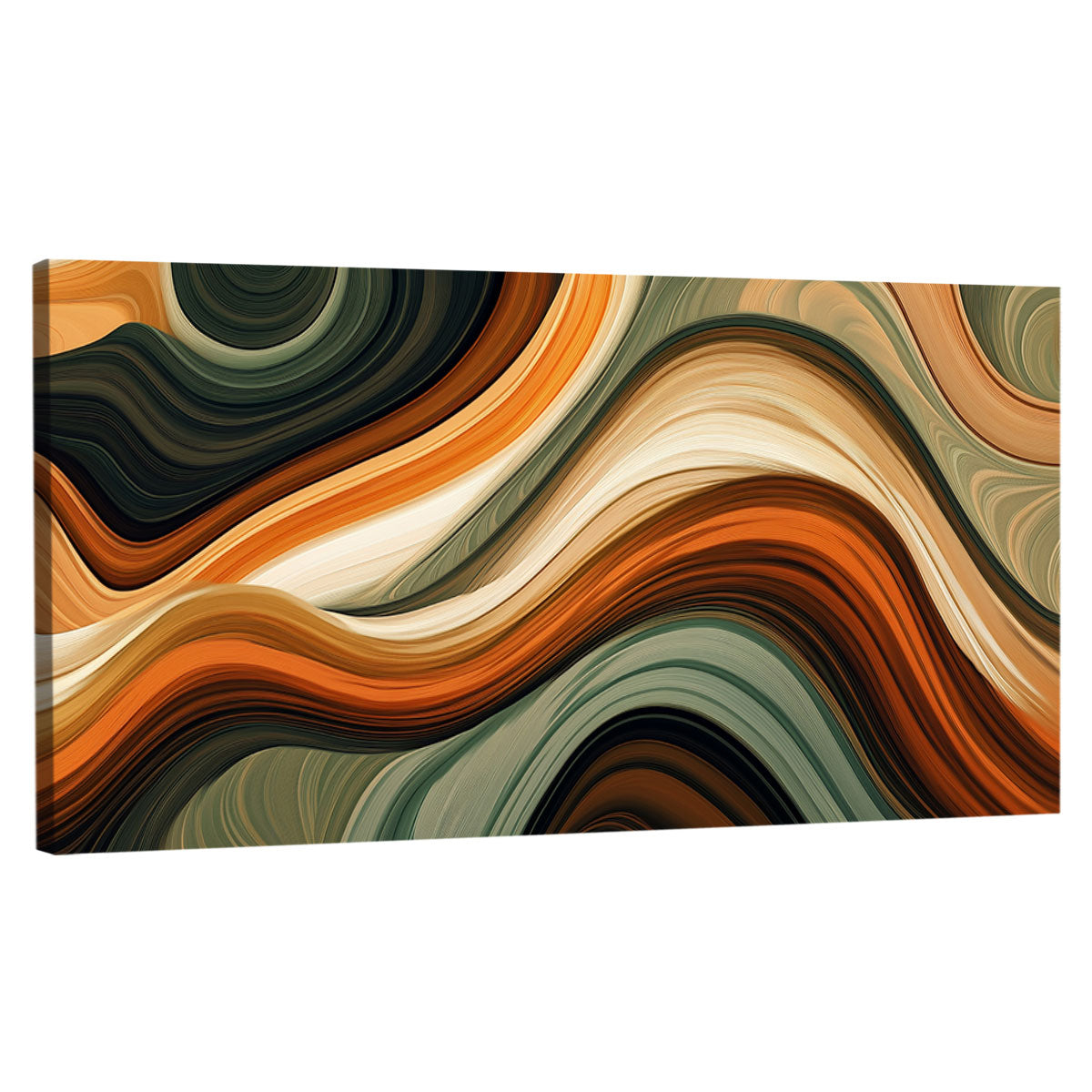 Wavy Earth-Toned Abstract Boho Canvas Wall Art Decor