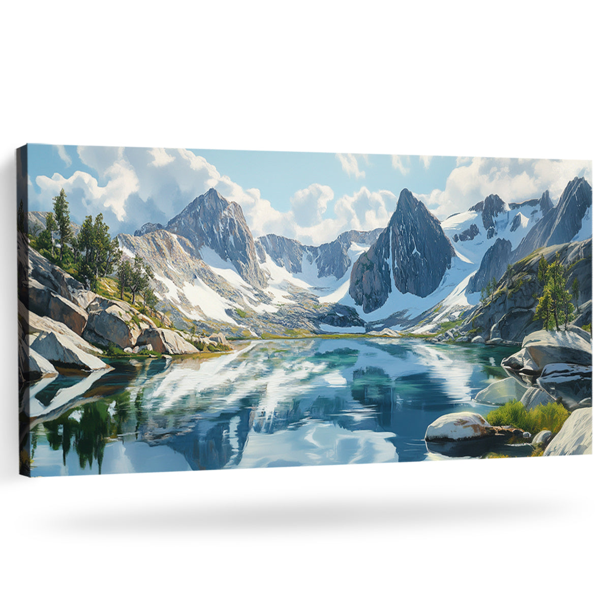 Tranquil Peaks Realistic Landscape Abstract Canvas Wall Art