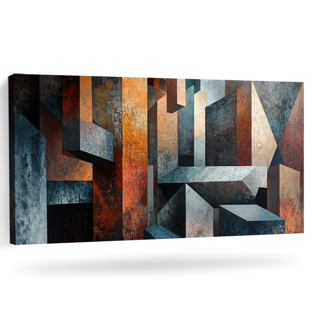 Geometric Harmony Cubism Abstract Canvas Wall Art