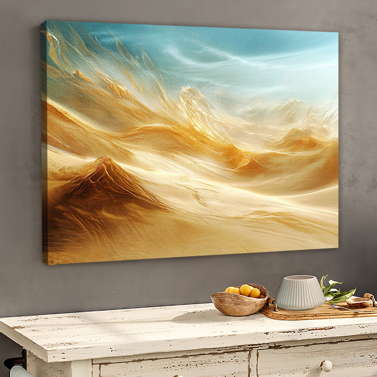 Desert Dreams Golden Landscape Abstract Canvas Wall Art