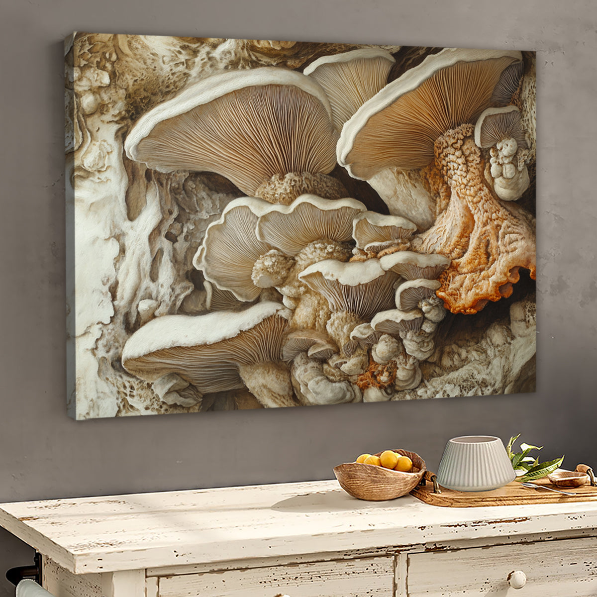 Earthly Fungi Nature Abstract Canvas Wall Art for Living Room