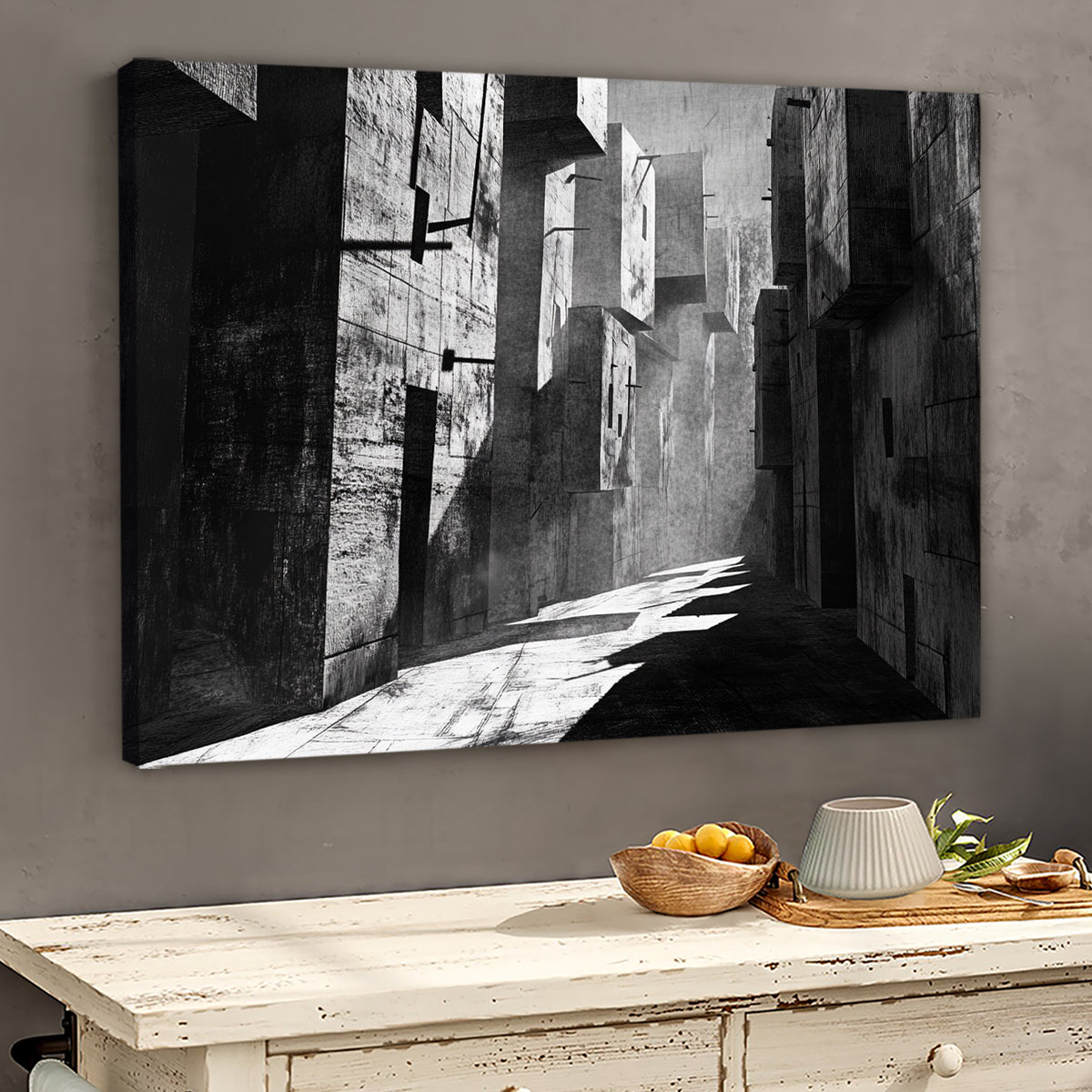 Monochrome Passage Minimalist Abstract Canvas Wall Art
