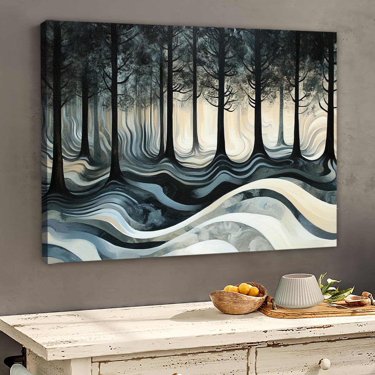 Whispering Woods Nature Abstract Canvas Wall Art for Living Room