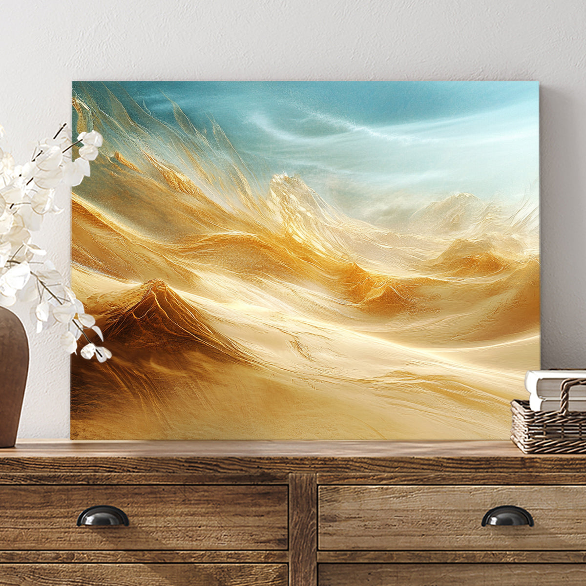 Desert Dreams Golden Landscape Abstract Canvas Wall Art