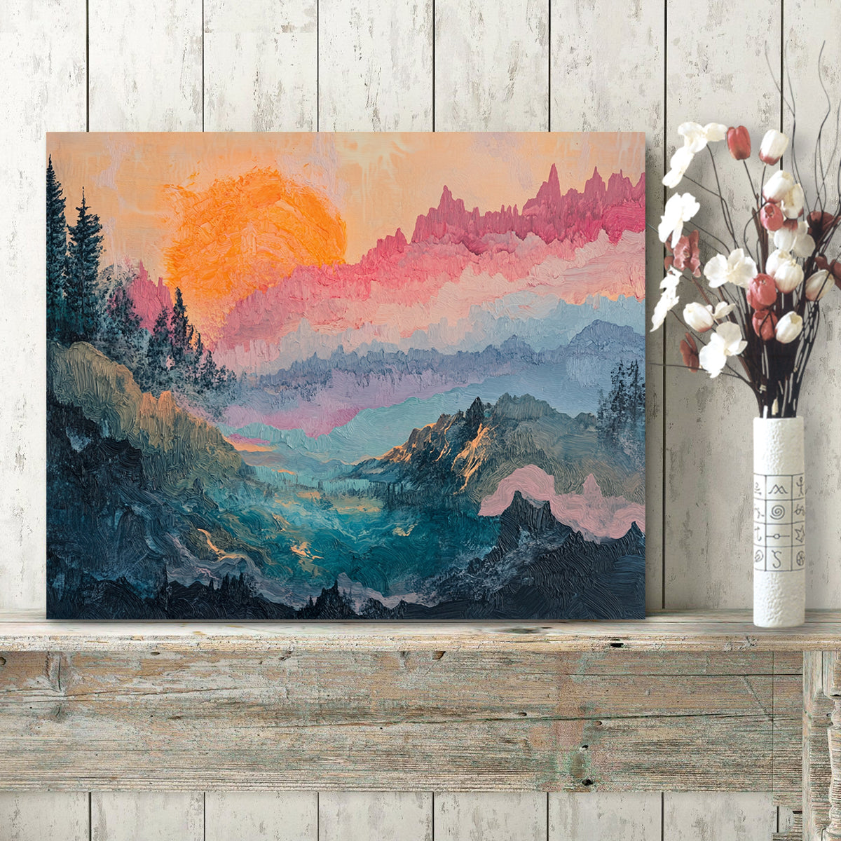 Dawn's Embrace Landscape Abstract Canvas Wall Art