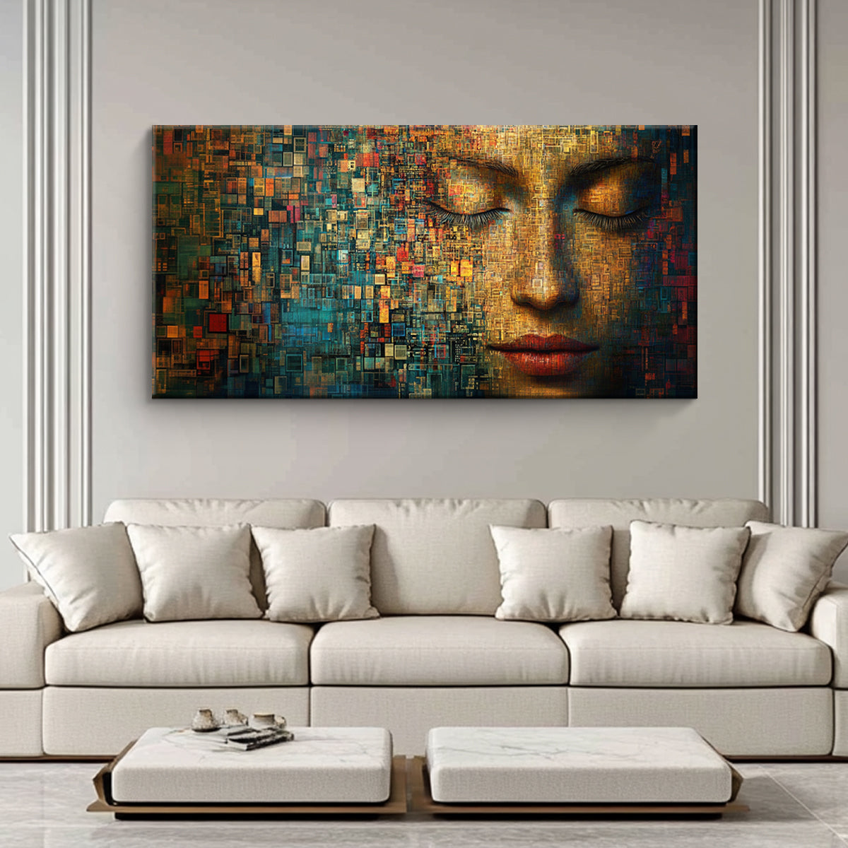 Digital Serenity Surrealism Abstract Canvas Wall Art
