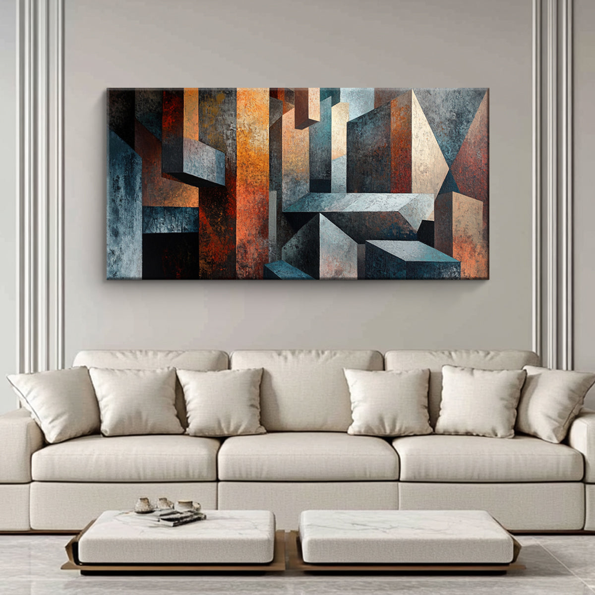 Geometric Harmony Cubism Abstract Canvas Wall Art