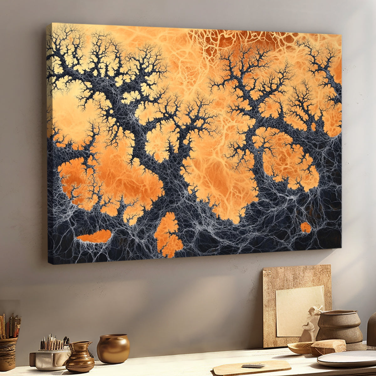 Fiery Roots Dynamic Abstract Canvas Wall Art