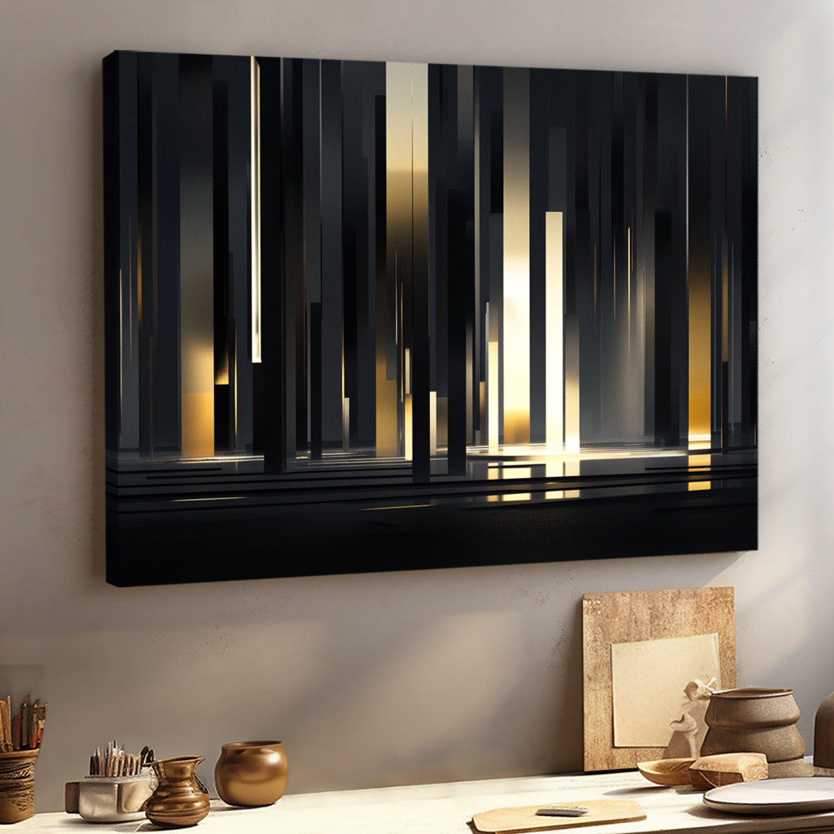 Urban Echoes Futuristic Minimalism Abstract Canvas Wall Art