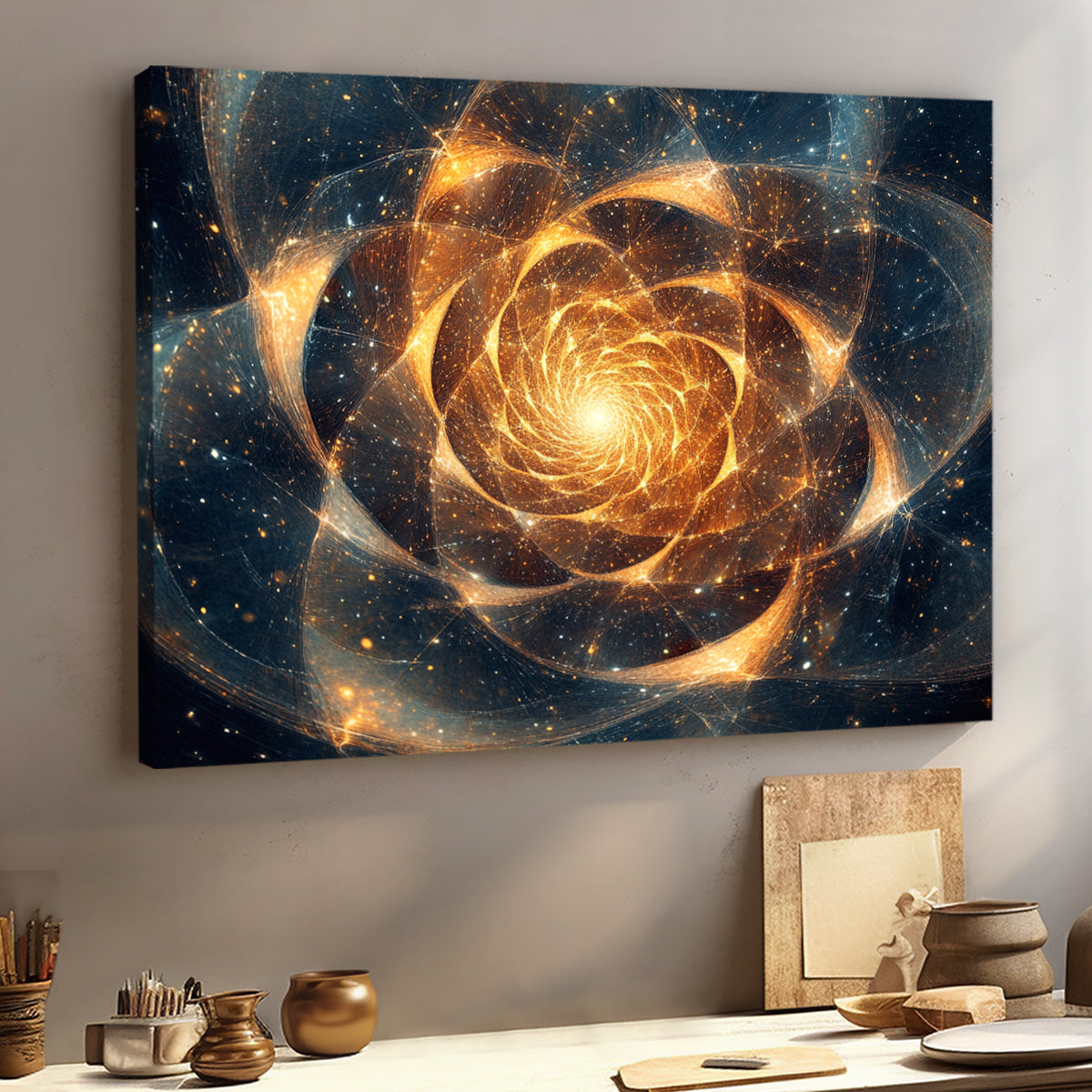 Cosmic Spiral Digital Cosmic Abstraction Canvas Wall Art
