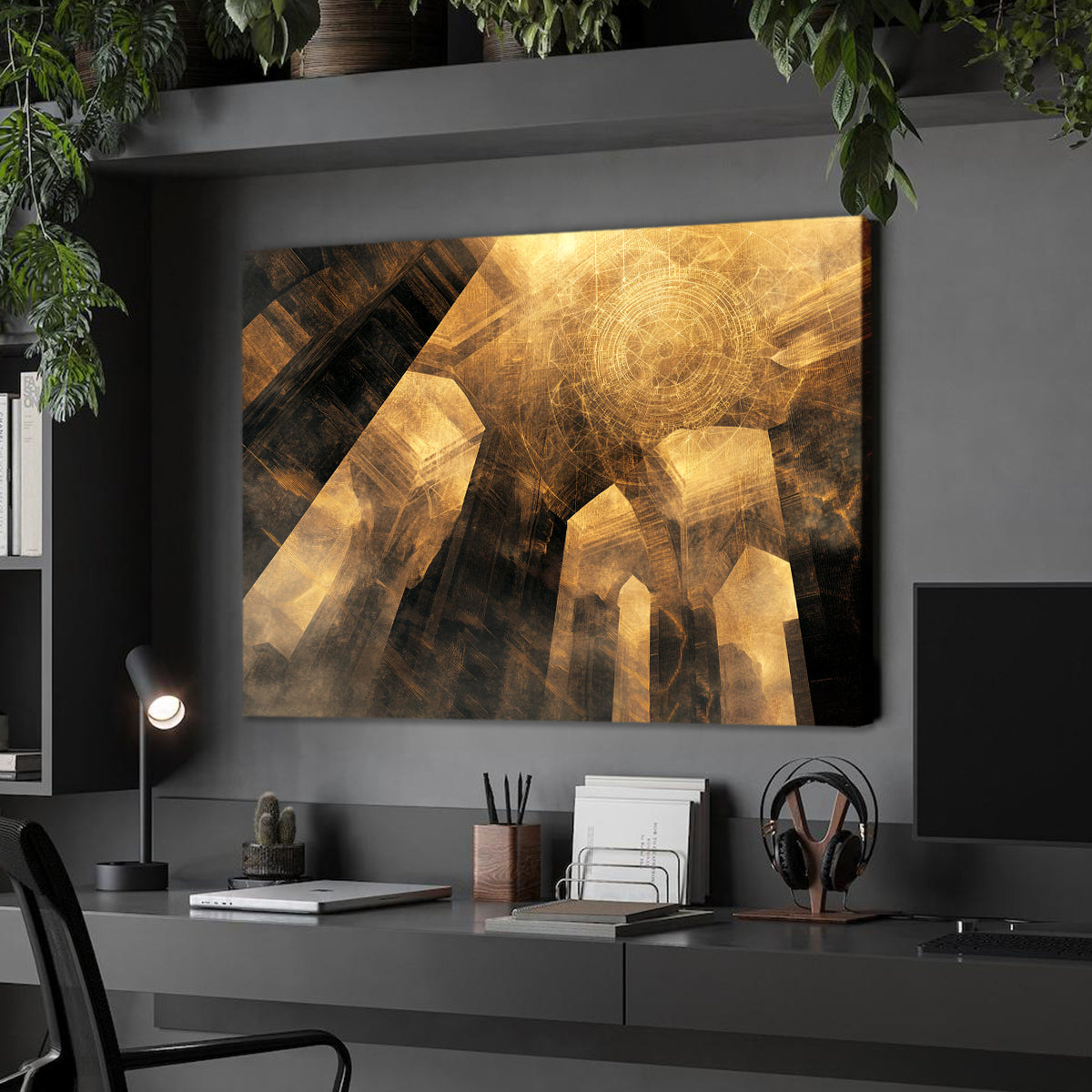 Golden Reverie Lightscape Abstract Canvas Wall Art