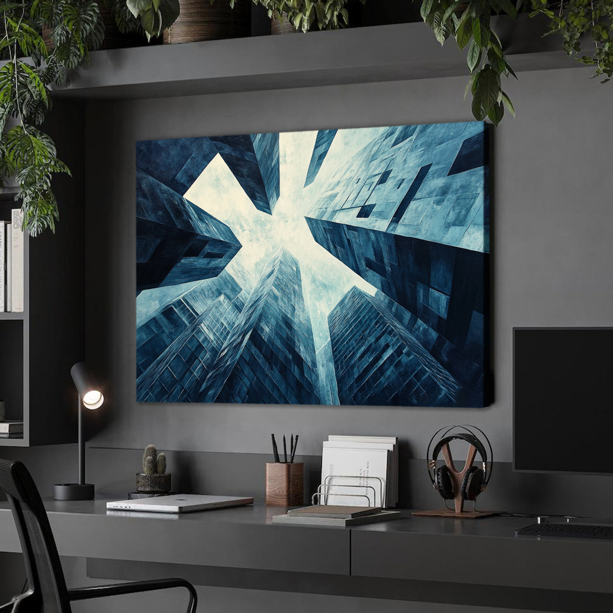 Skyward Ascent Modern Architecture Abstract Canvas Wall Art