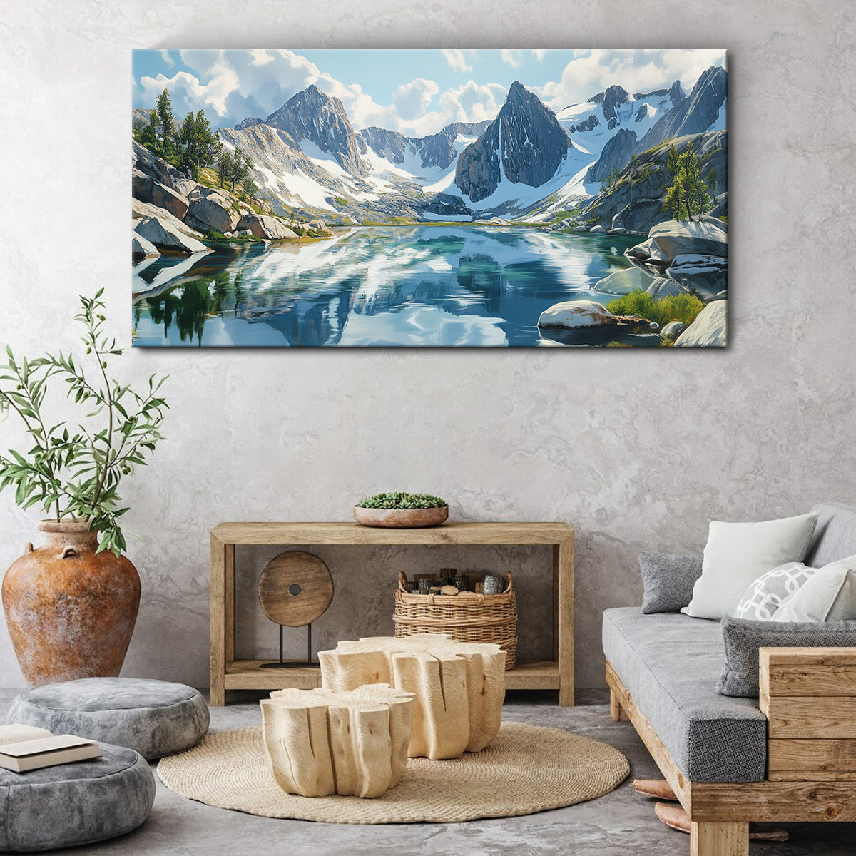 Tranquil Peaks Realistic Landscape Abstract Canvas Wall Art