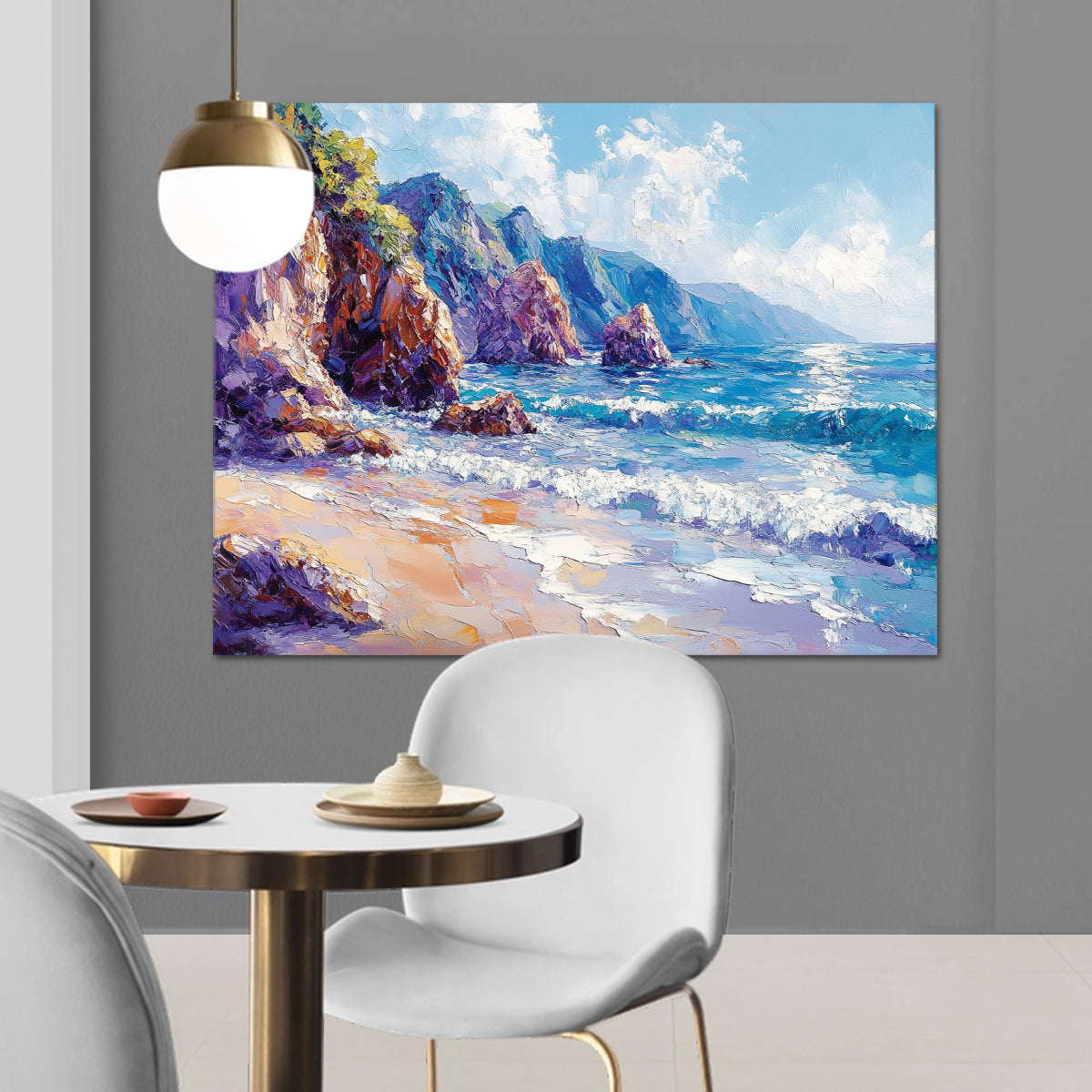 Coastal Harmony Seascape Abstract Canvas Wall Art