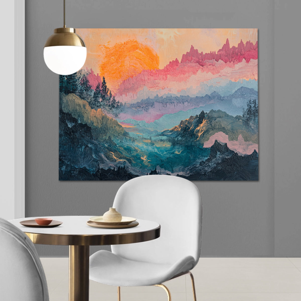 Dawn's Embrace Landscape Abstract Canvas Wall Art
