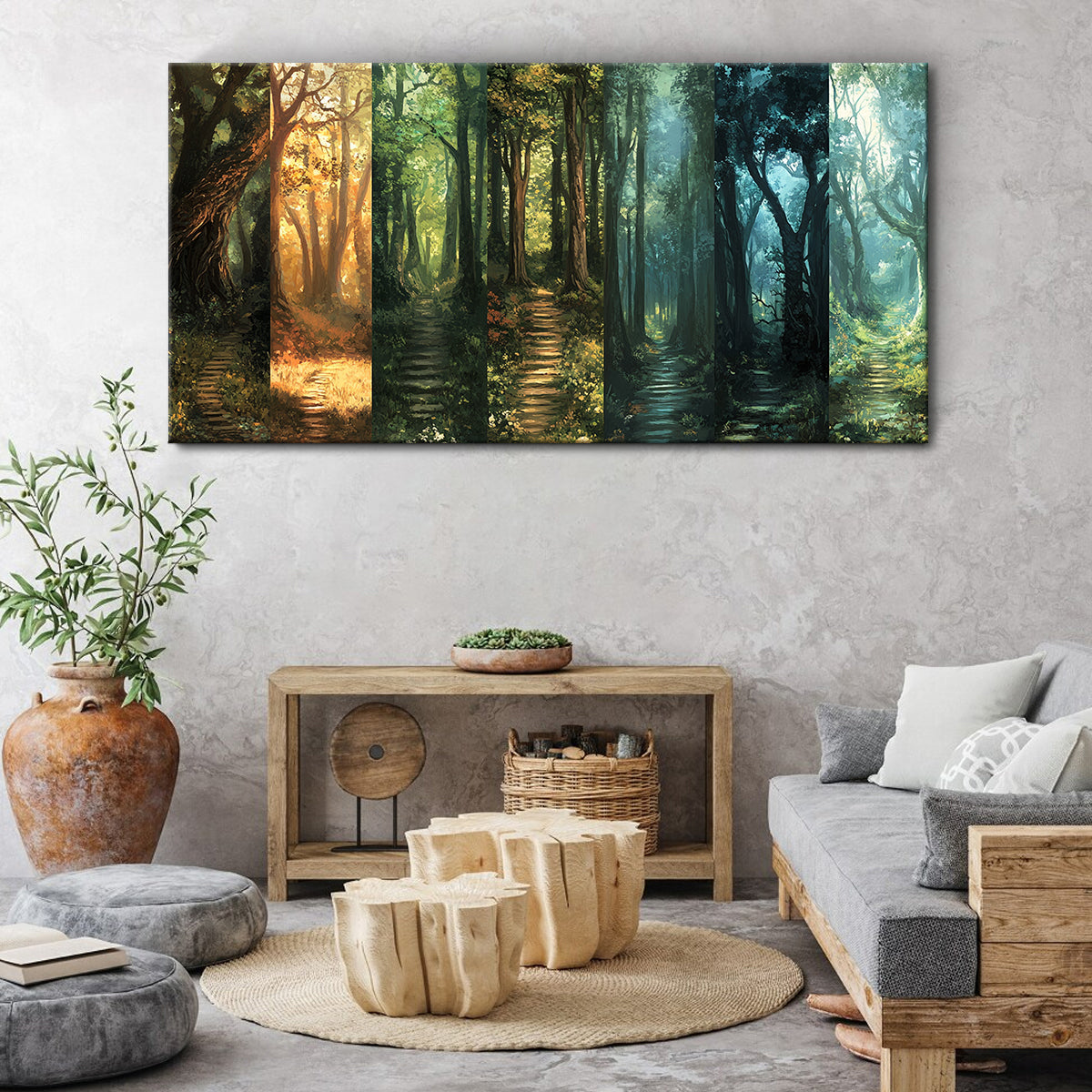 Seasons of the Forest Landscape Abstract Canvas Wall Art