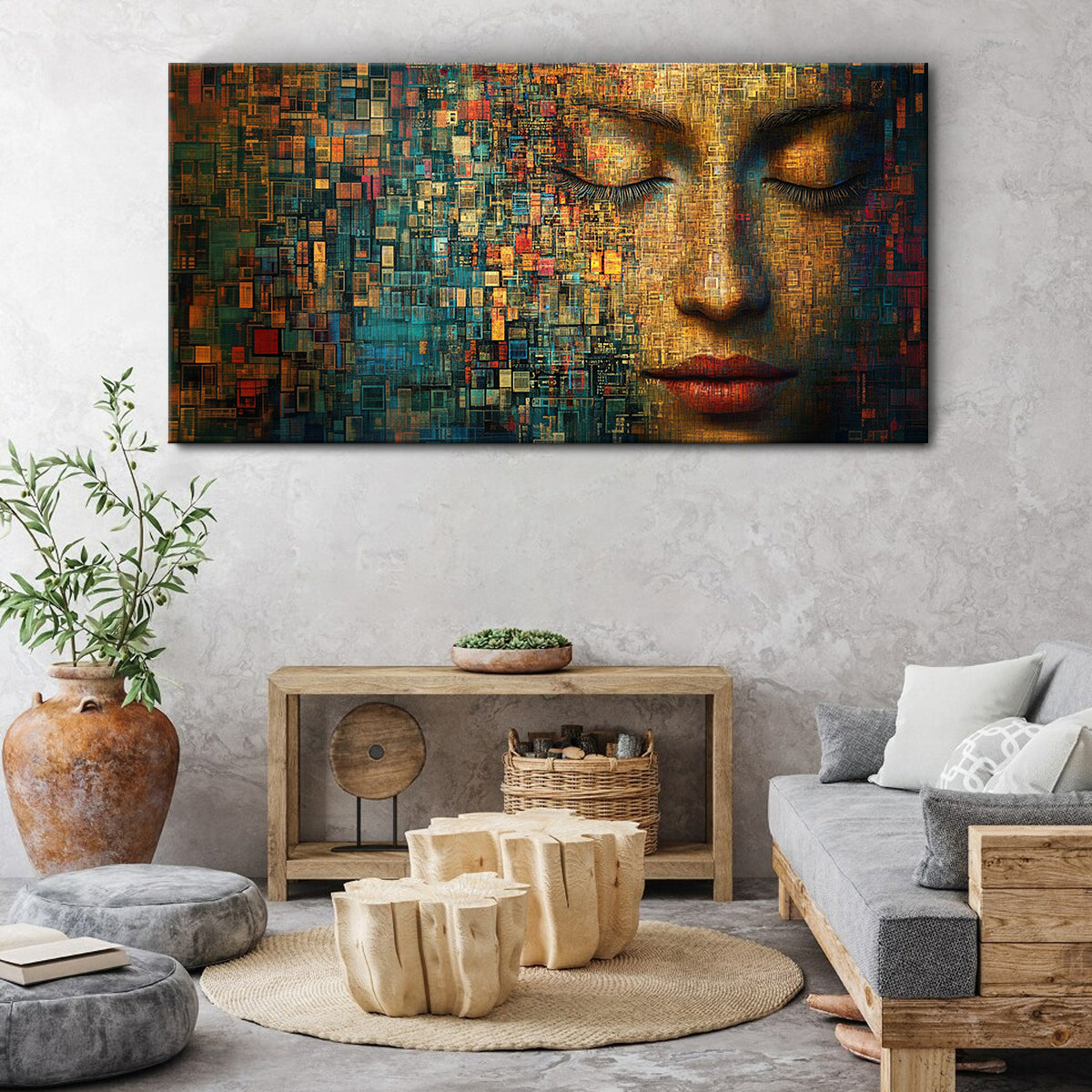 Digital Serenity Surrealism Abstract Canvas Wall Art