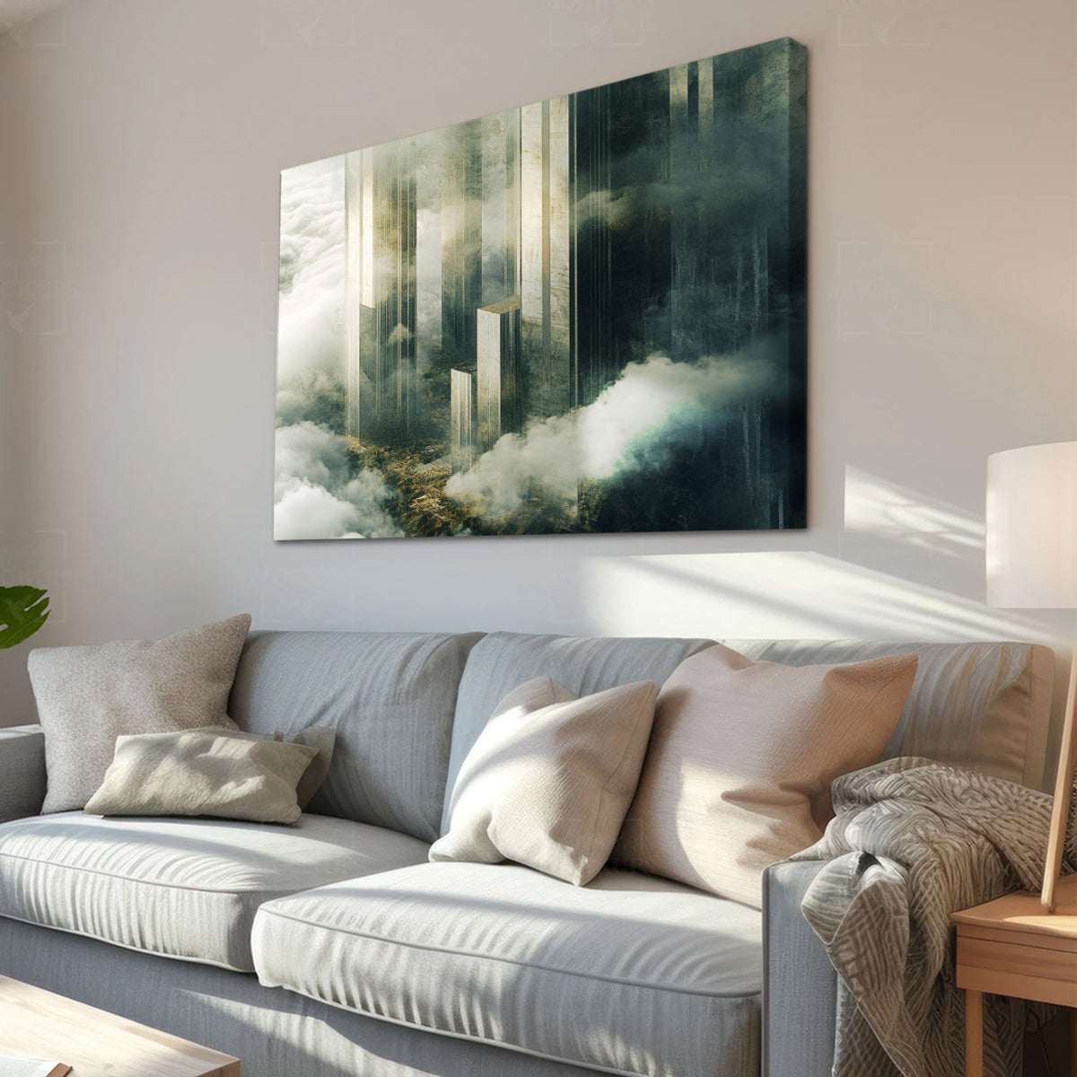 Celestial Towers Architectural Landscape Abstract Canvas Wall Art