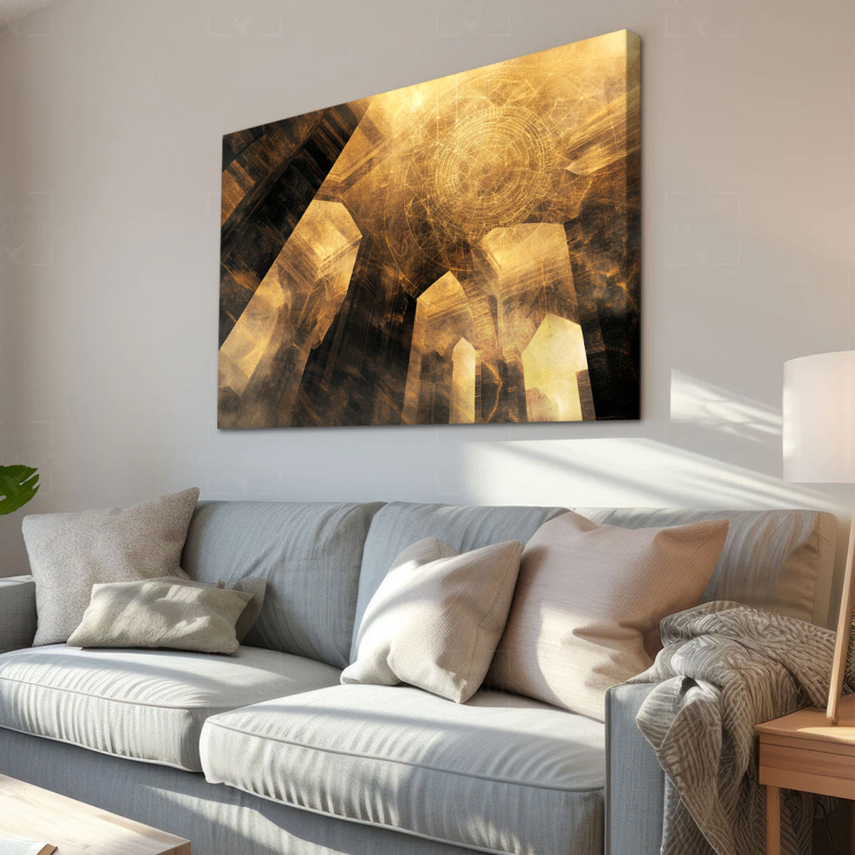 Golden Reverie Lightscape Abstract Canvas Wall Art