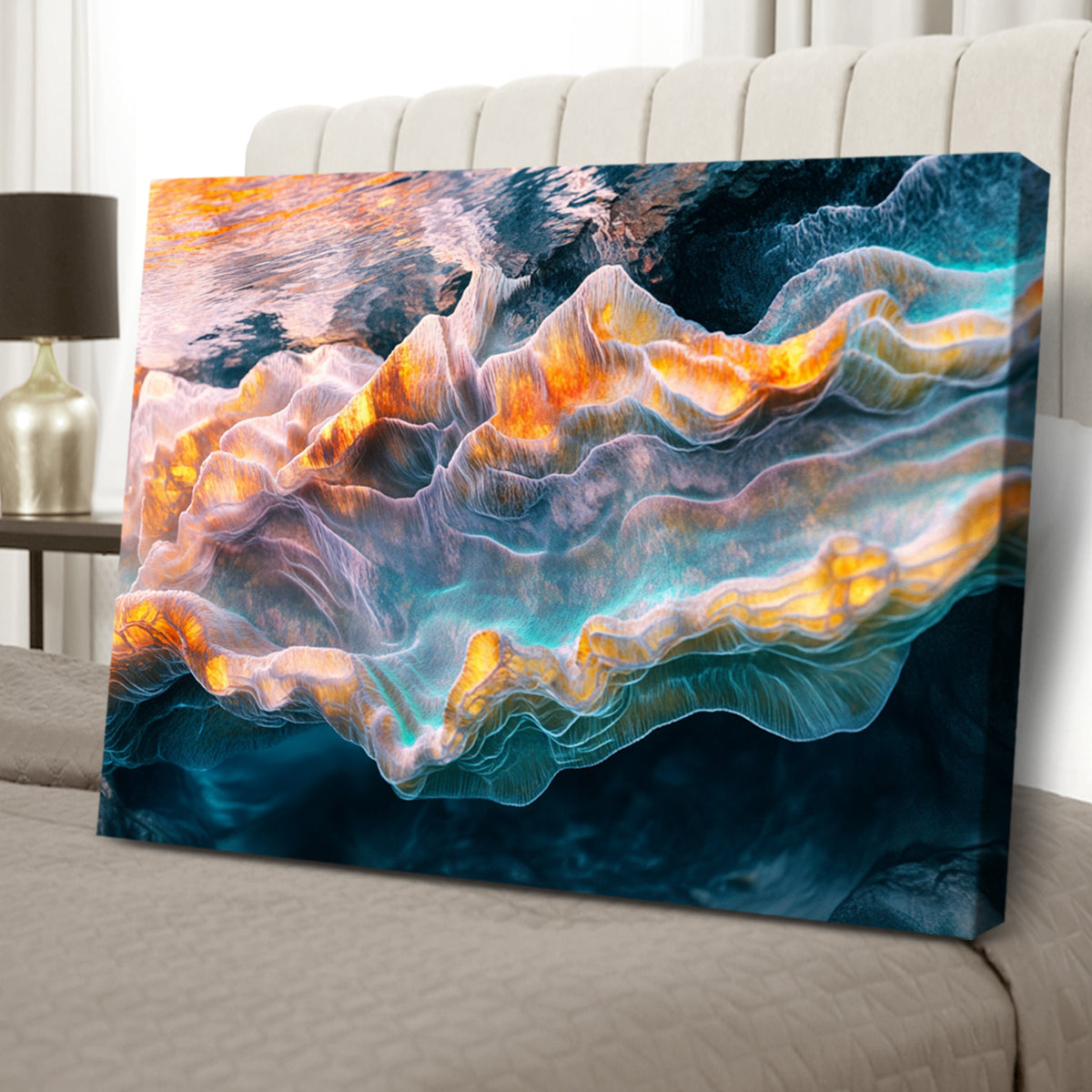 Ocean Whispers Luminous Abstract Canvas Wall Art