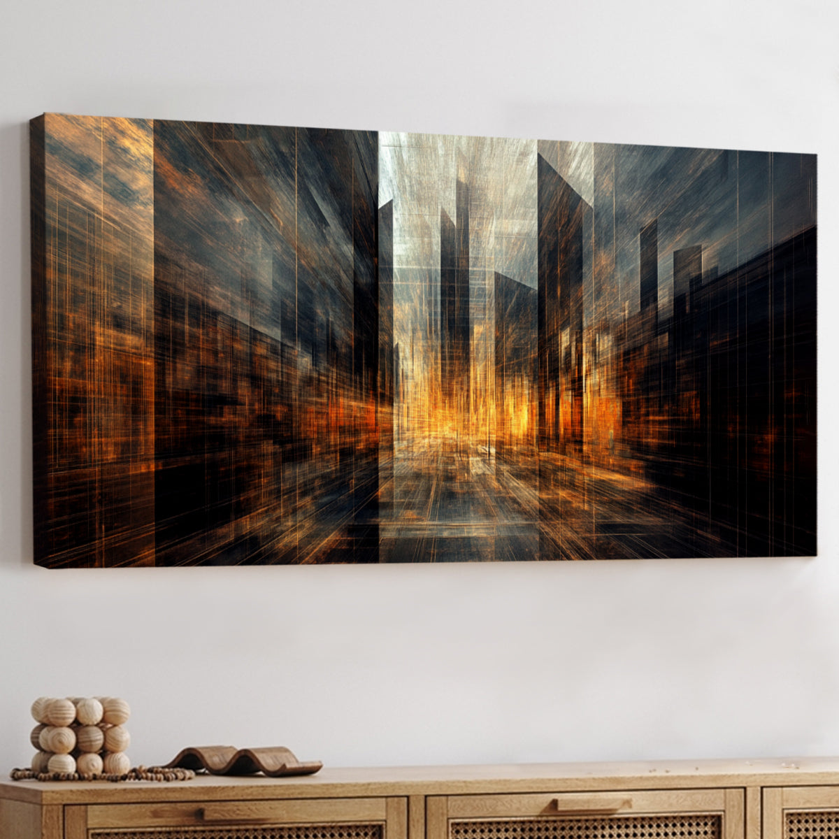 Radiant Cityscape Abstract Canvas Wall Art for Living Room
