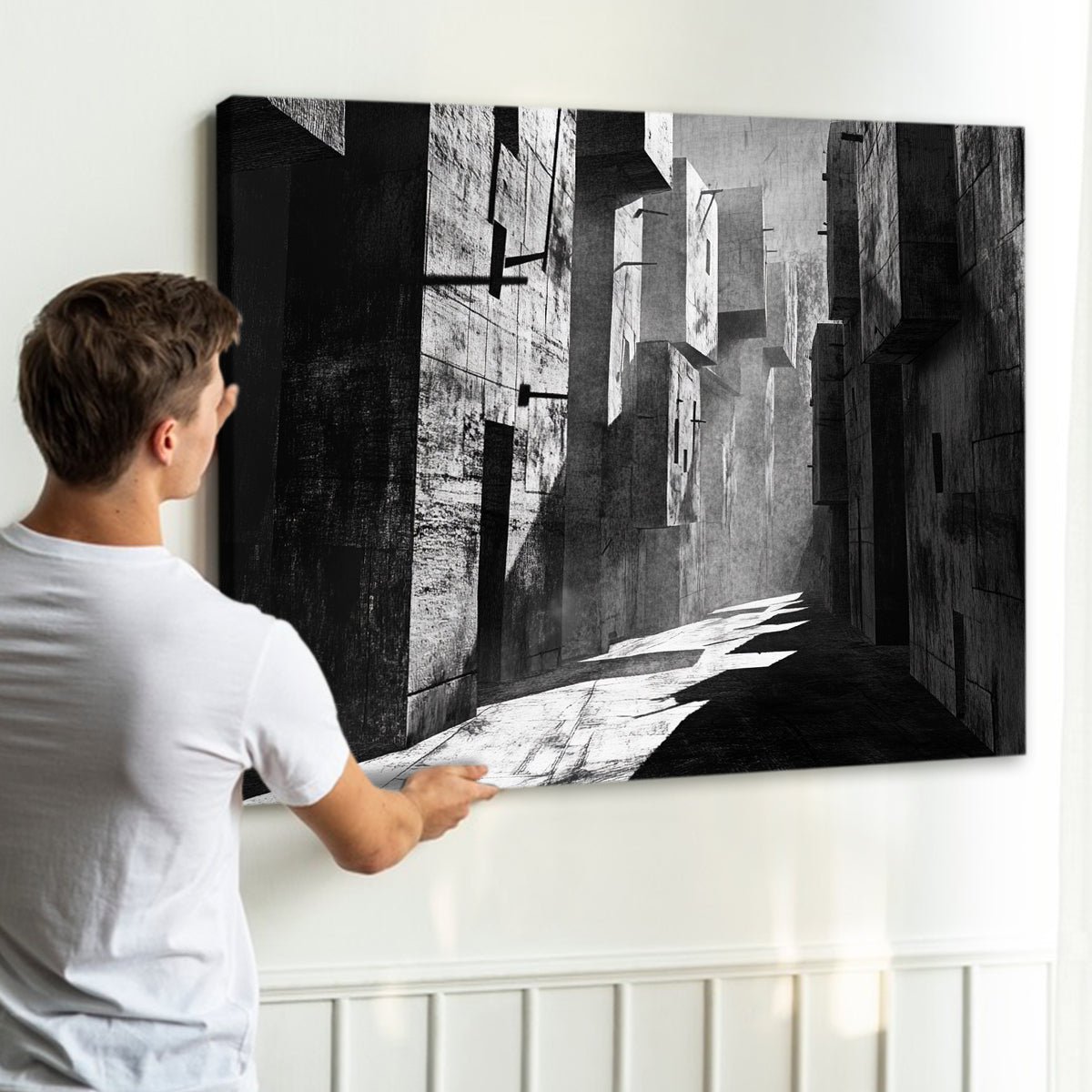 Monochrome Passage Minimalist Abstract Canvas Wall Art