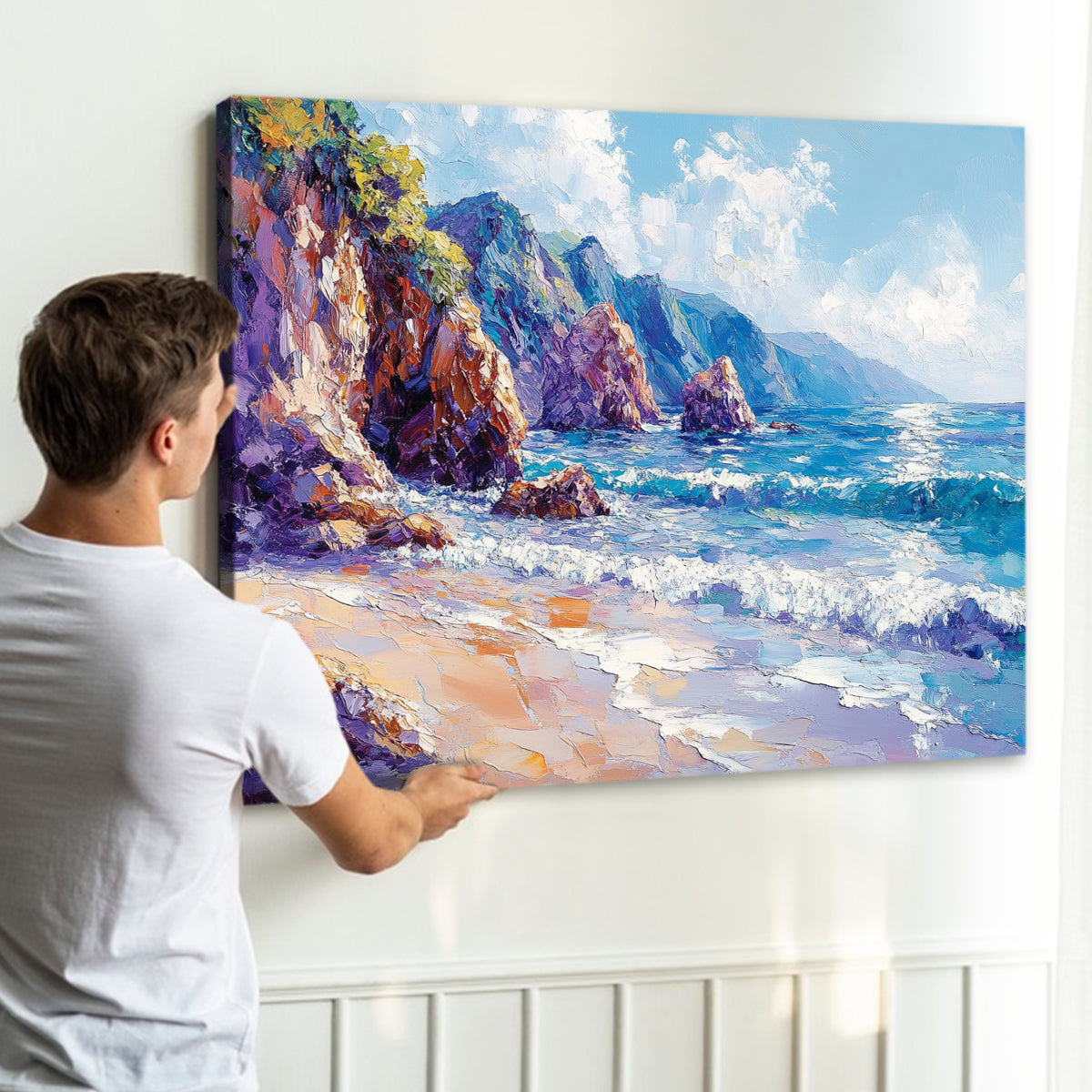Coastal Harmony Seascape Abstract Canvas Wall Art