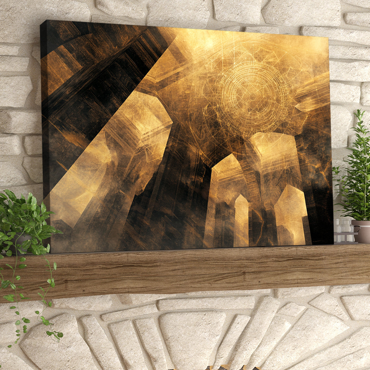 Golden Reverie Lightscape Abstract Canvas Wall Art
