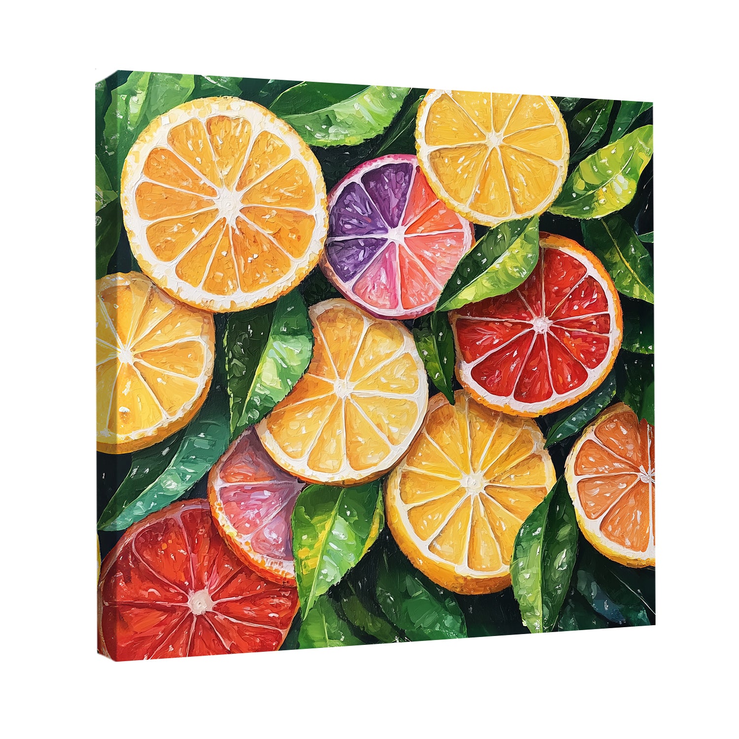 Watercolor Citrus Slices Canvas Print with Fresh Summer Feel