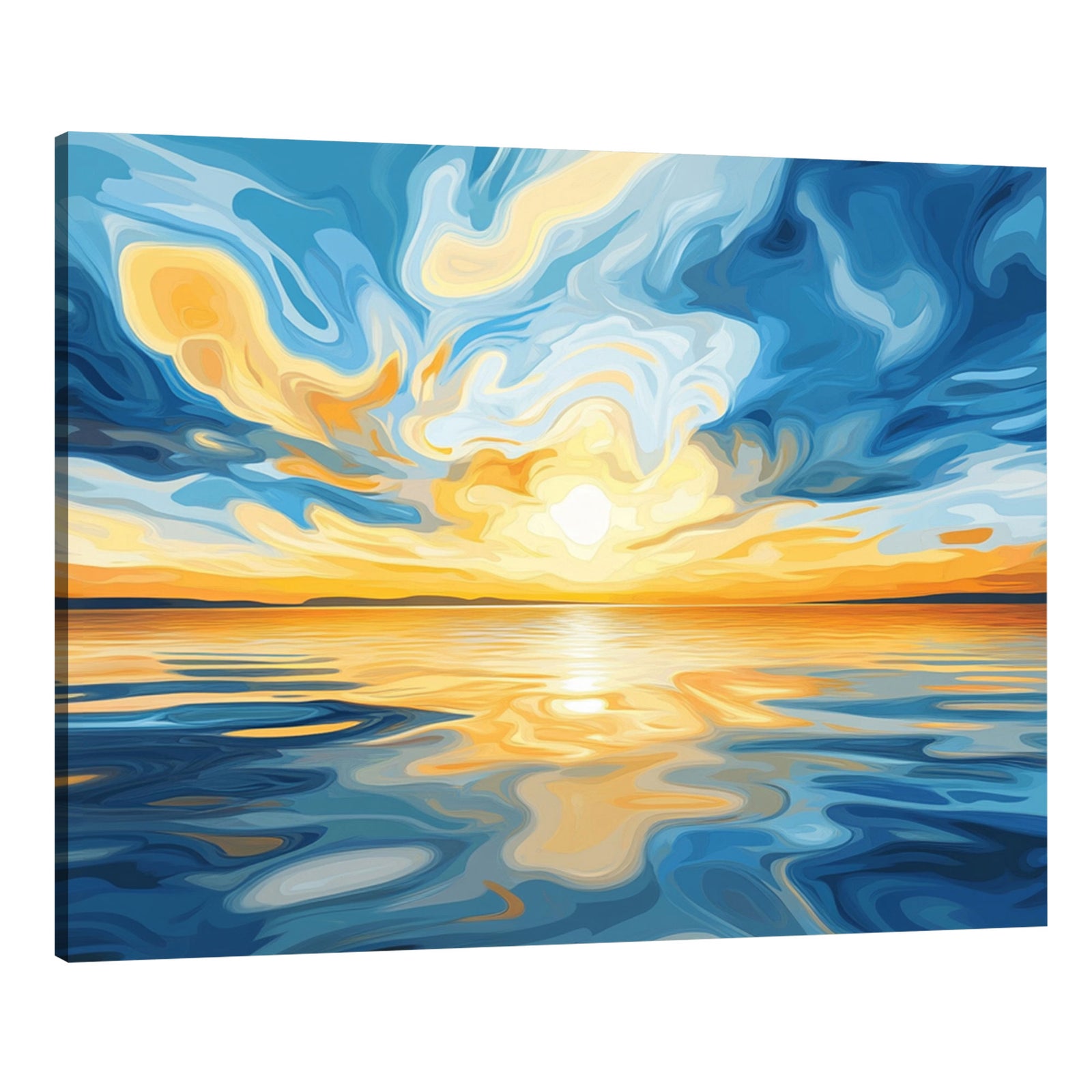 Digital Art Style Ocean Sunset Abstract Wall Decor