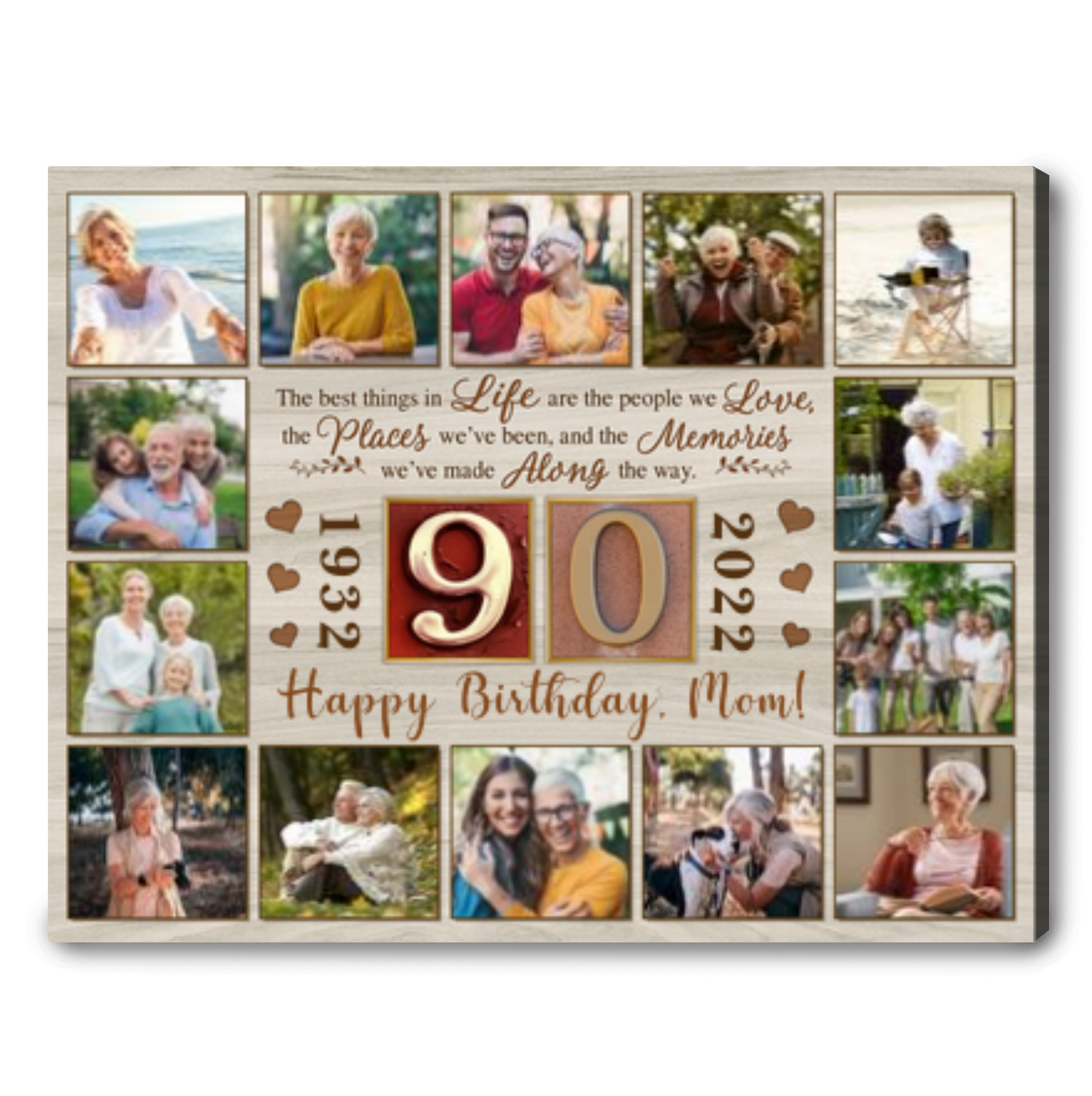 Personalized Collage Canvas Photo Prints 90th Birthday Ideas For Mom