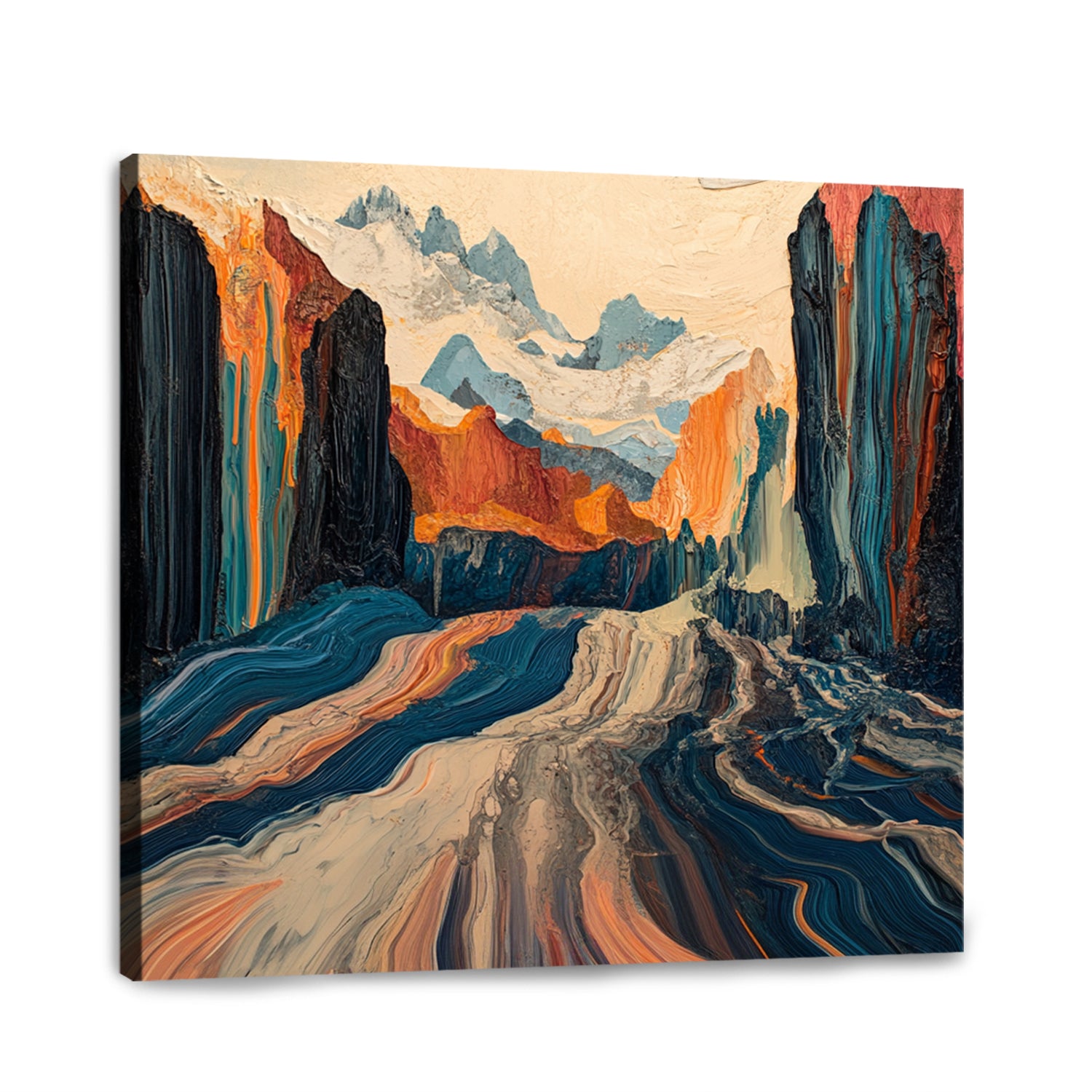 Fluid Horizons Abstract Canvas Wall Art for Living Room