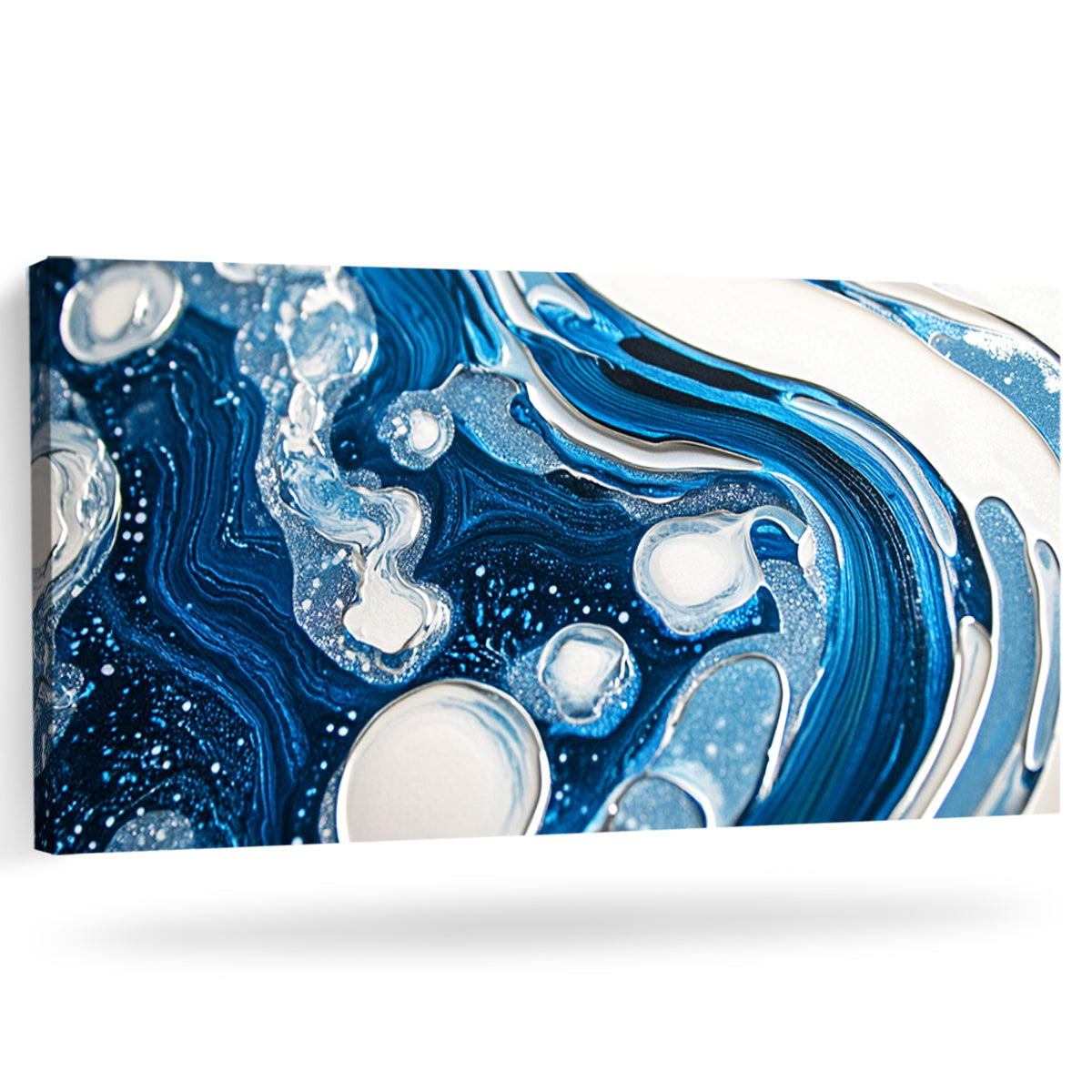 Oceanic Whispers Fluid Art Abstract Canvas Wall Art