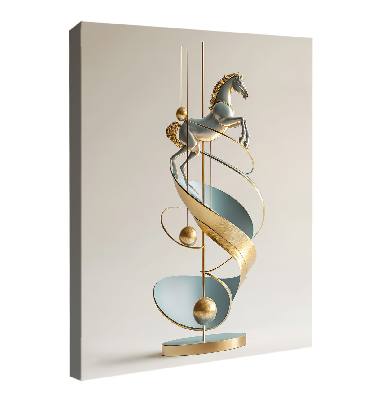 Elegant Horse Sculpture Abstract Canvas Wall Art