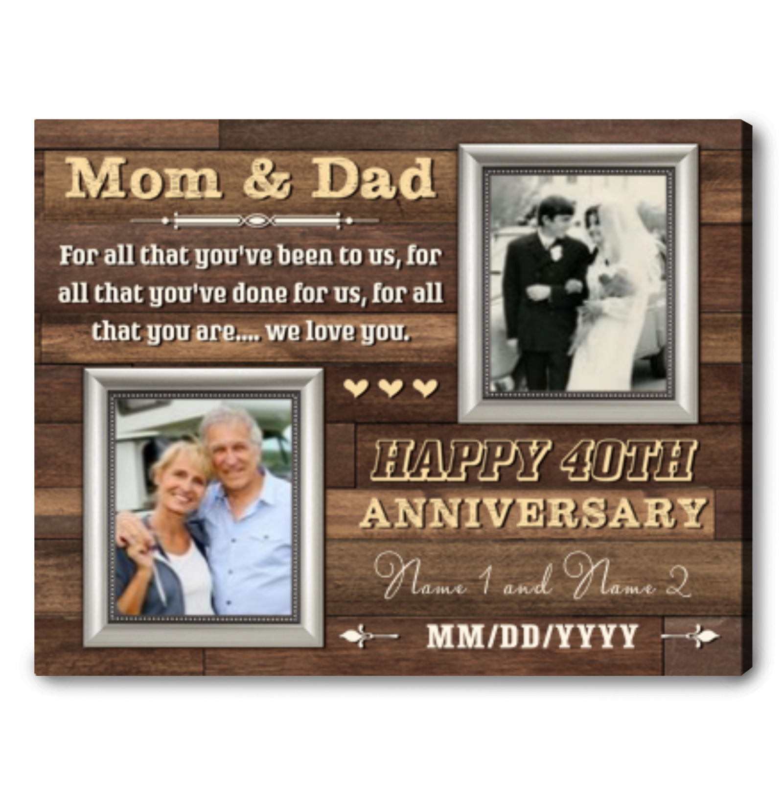 40th Wedding Anniversary Gift For Parents Personalized Anniversary Gifts For Couples